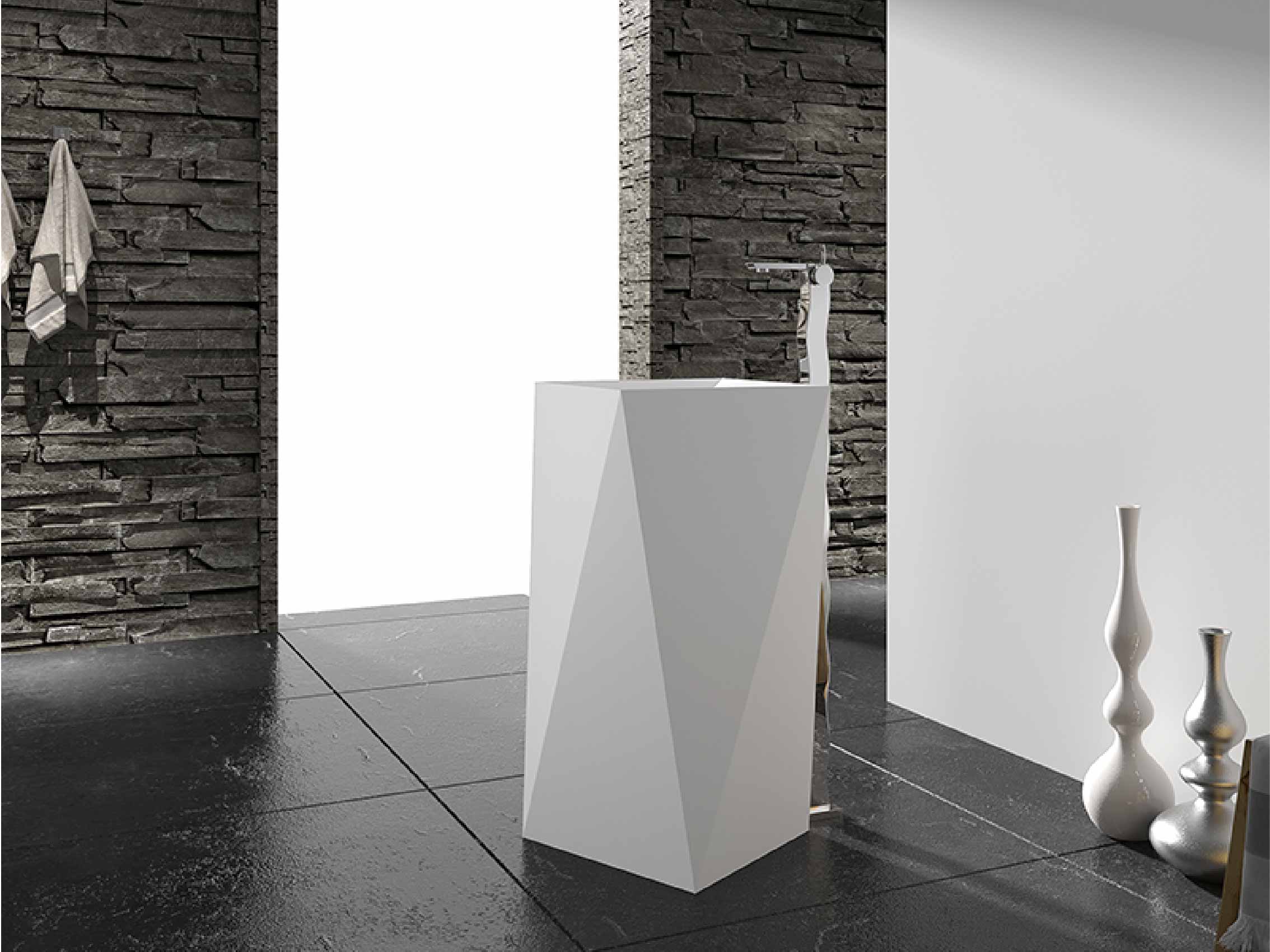 One Gallery 一體式異形柱盆