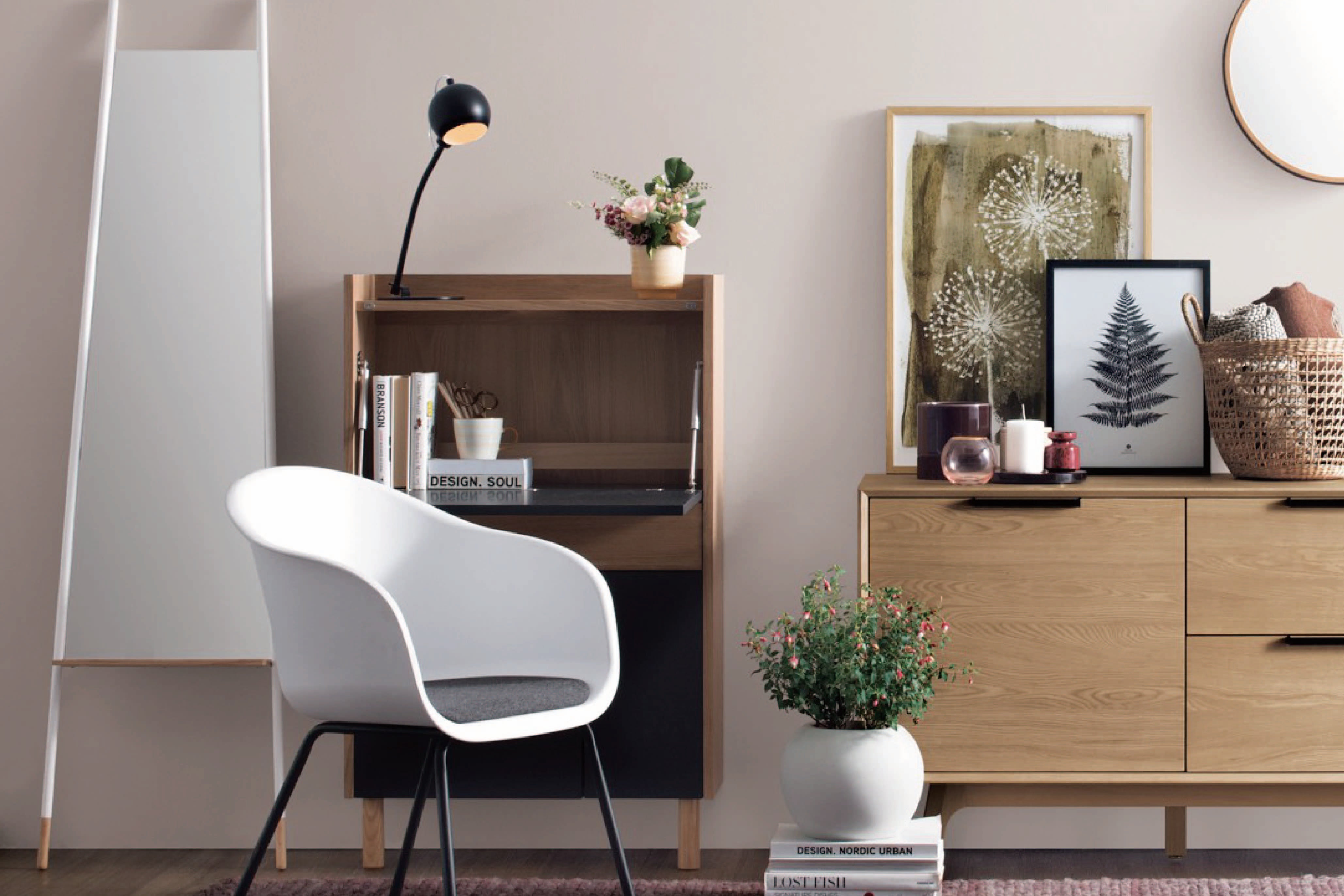 馬來西亞原裝進口實木傢俬 - LU系列 - BARTON 下拉式書桌連儲物櫃