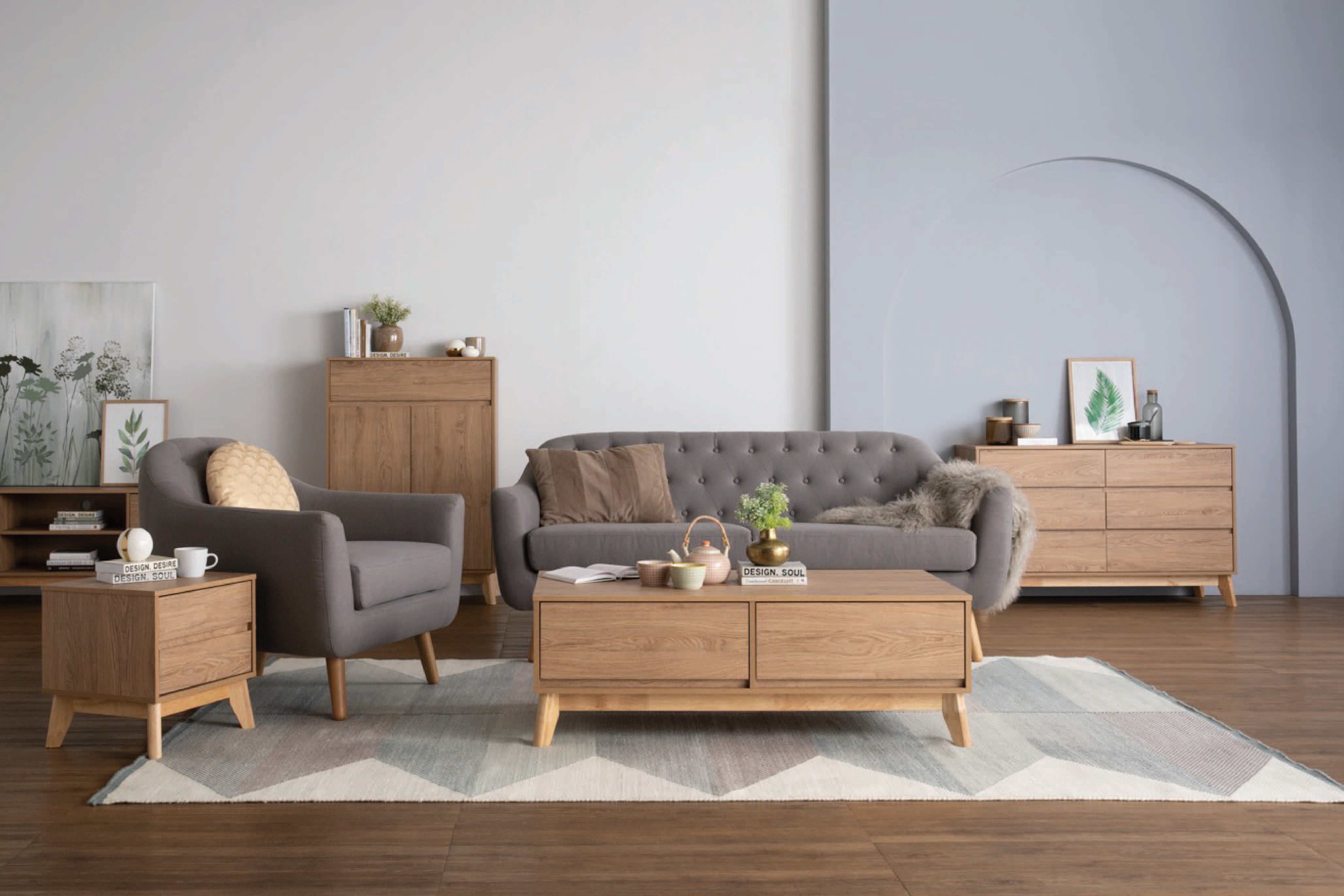 馬來西亞原裝進口實木傢俬 - LU系列 - SENKU三座位梳化