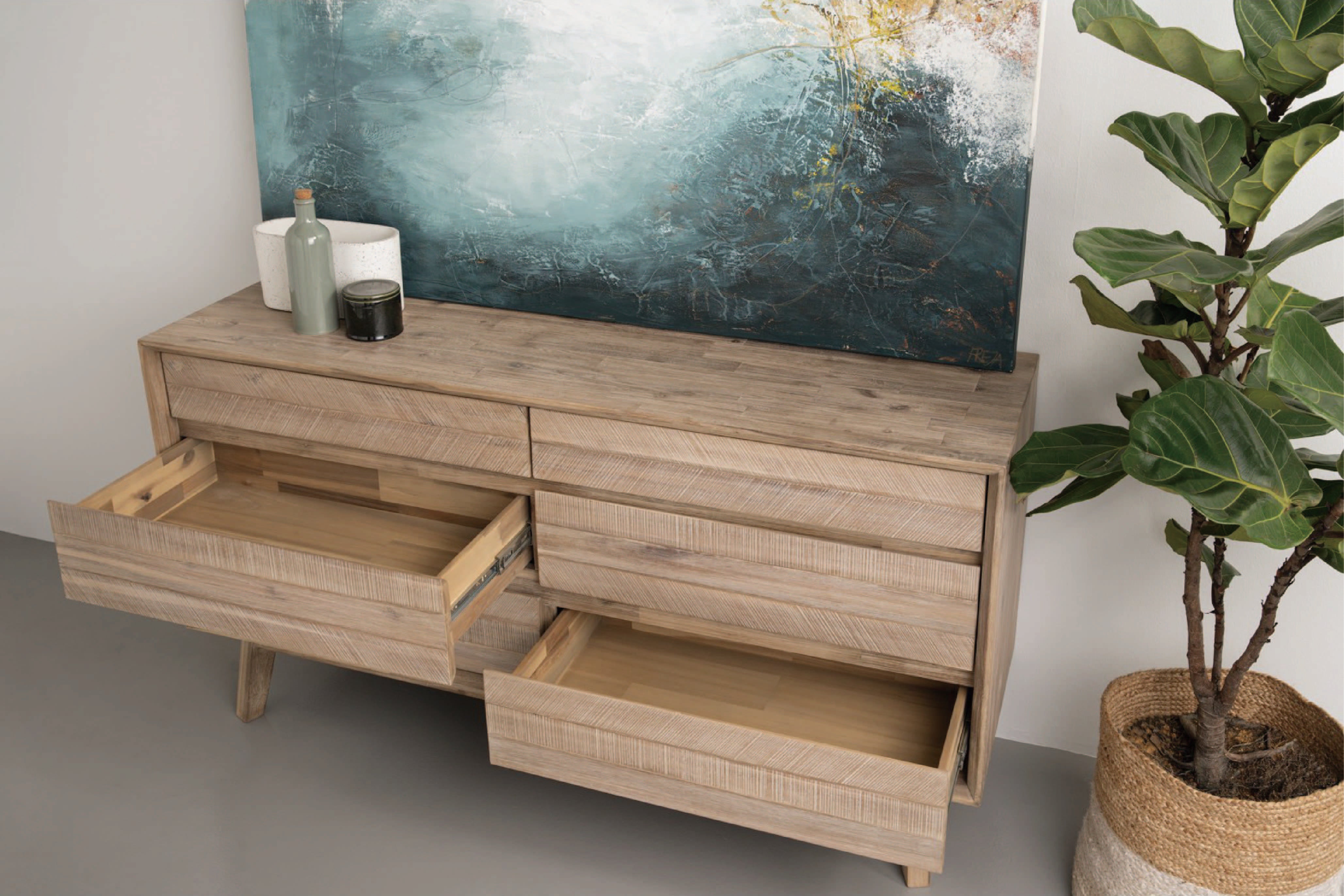 馬來西亞原裝進口實木傢俬 - F系列 - Millai米萊六門儲物組合側櫃