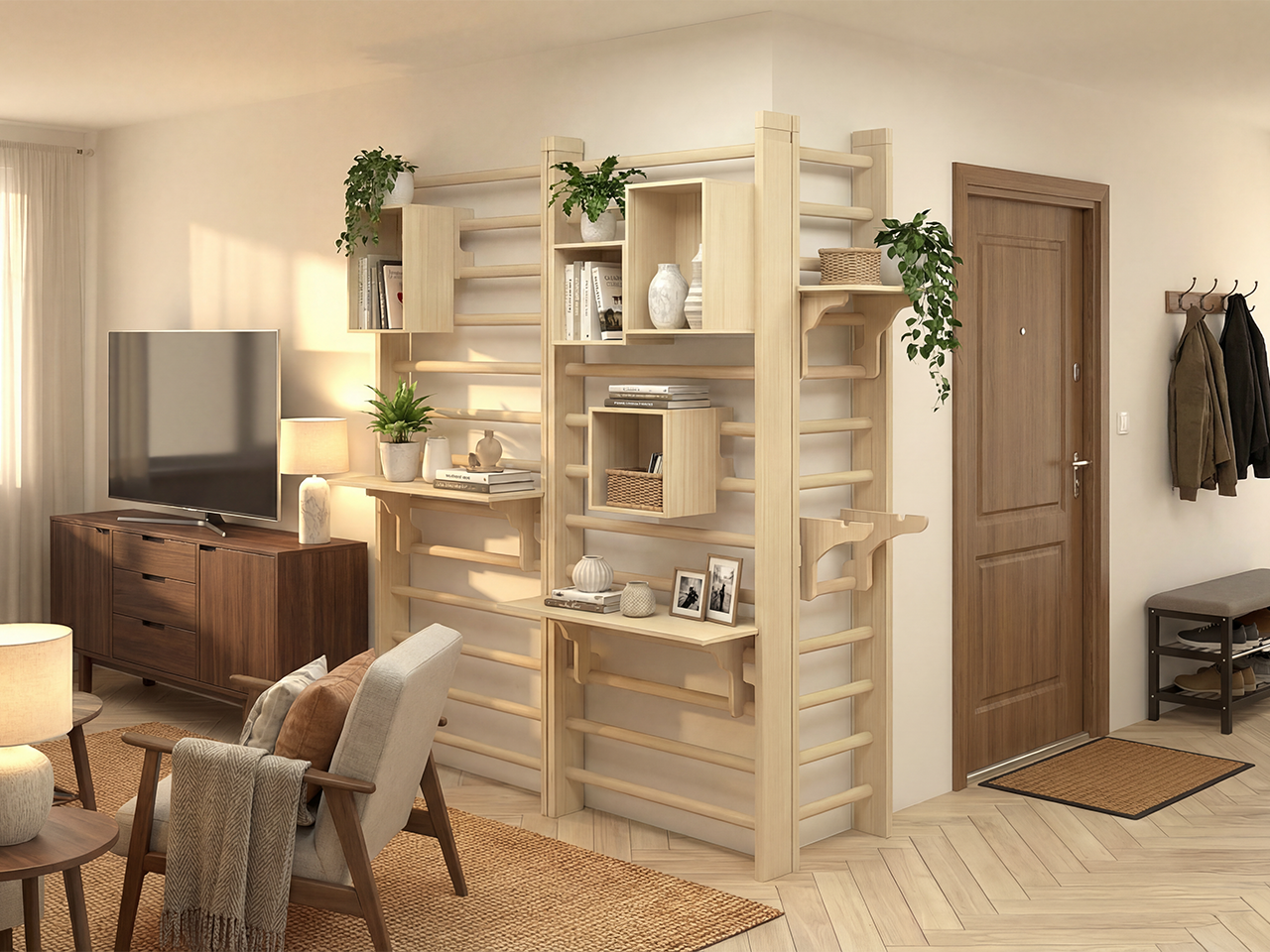 伸縮梯櫃連工作枱