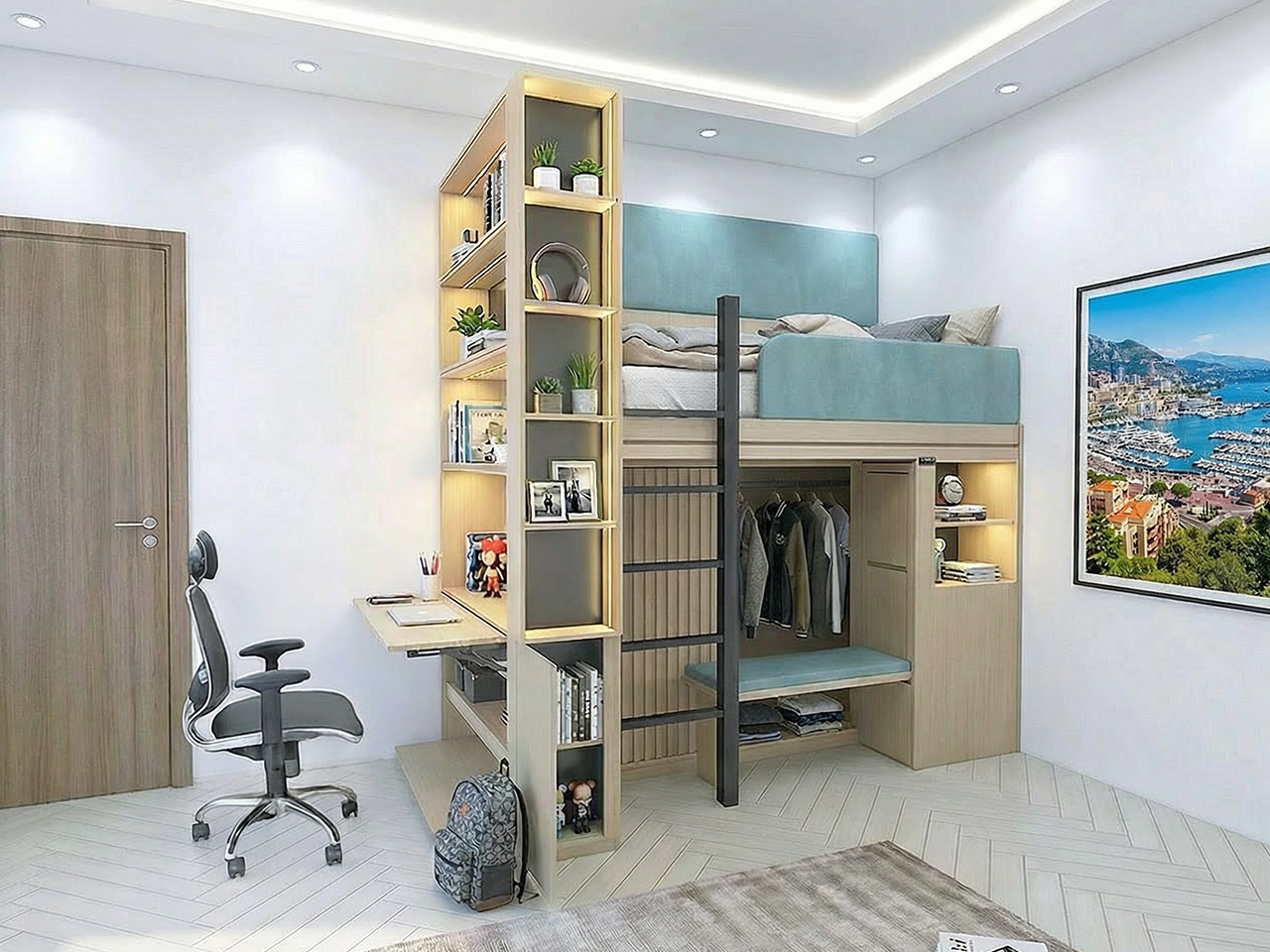 電動升降床連衣櫃組合