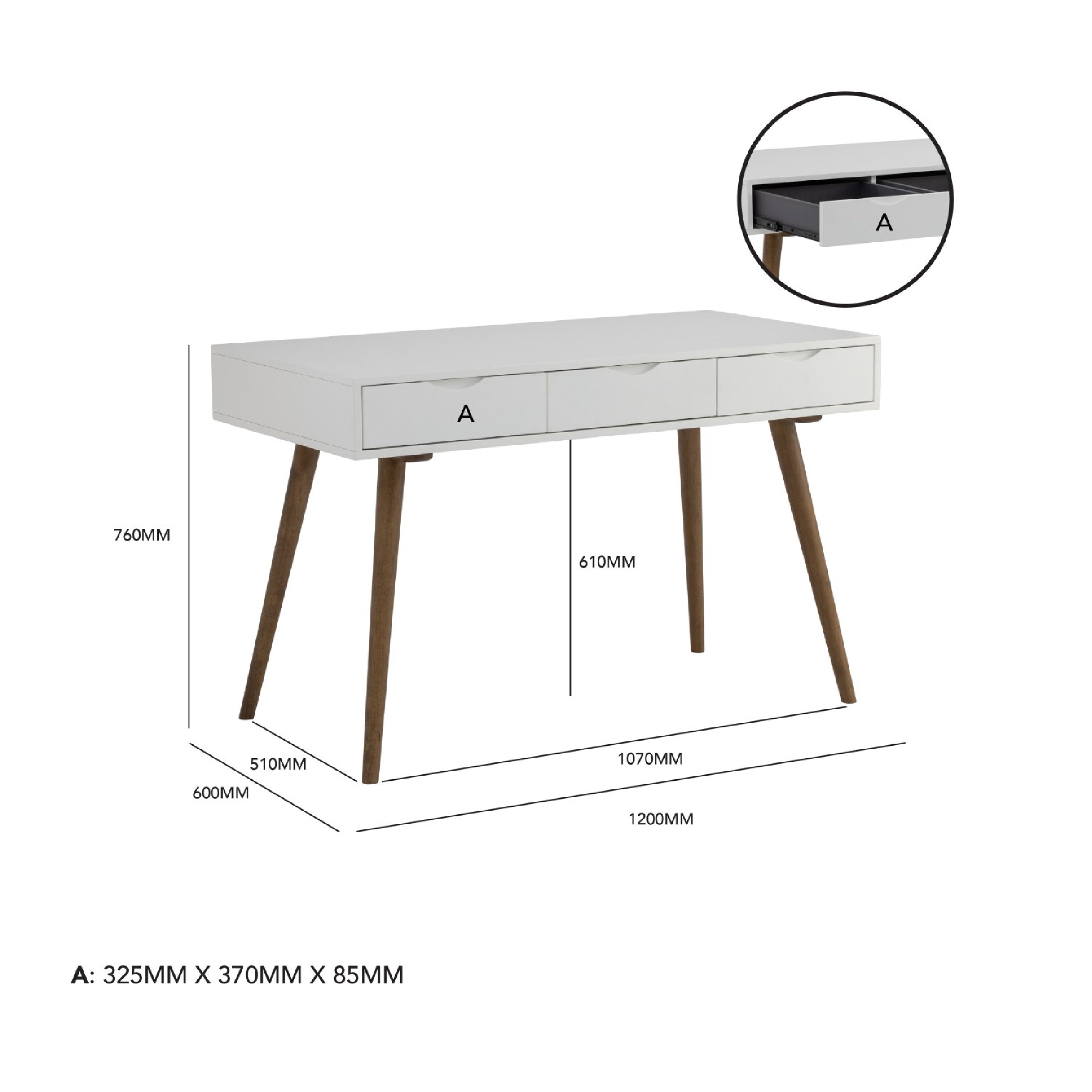 馬來西亞原裝進口實木傢俬 - NZ系列 - BLANCO工作書桌