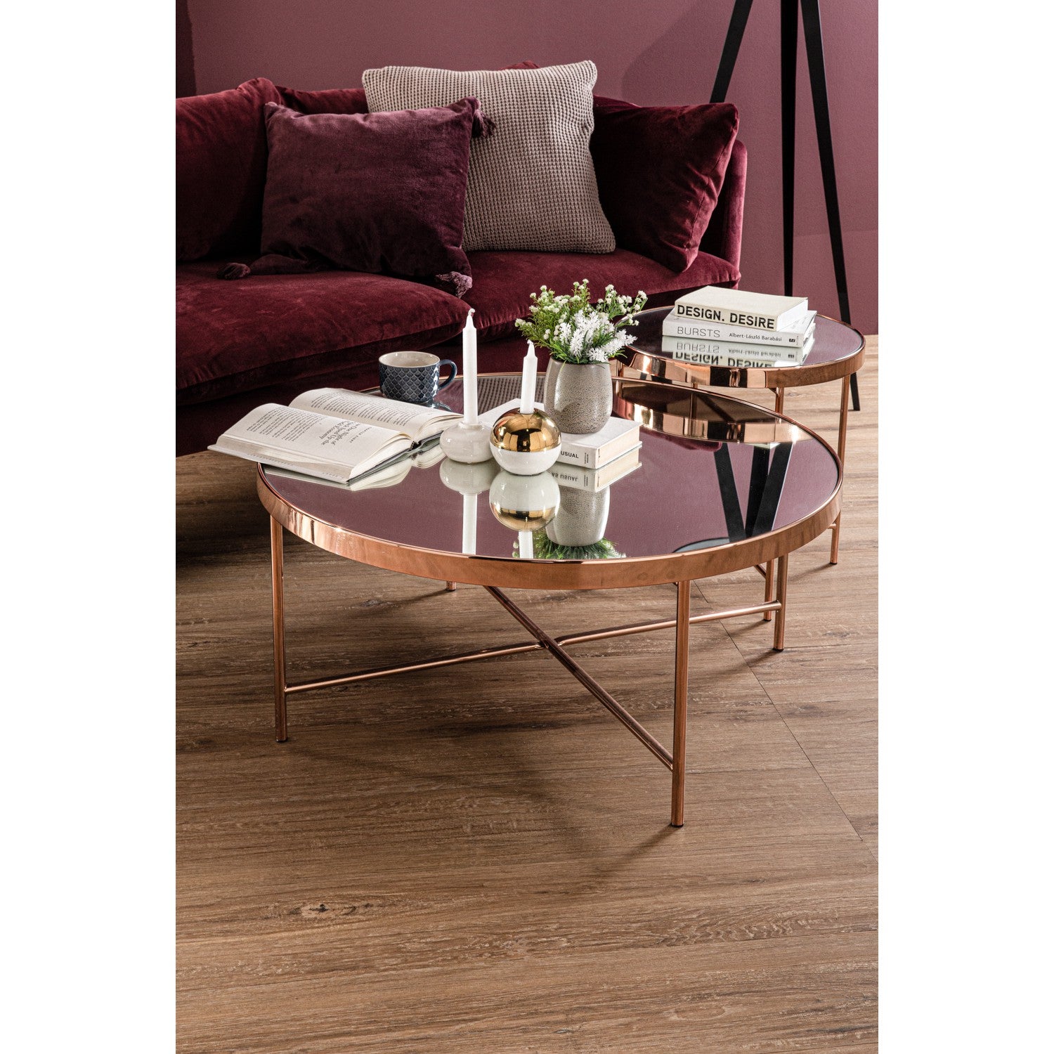 馬來西亞原裝進口實木傢俬 - NC系列 - XANDER圓形鏡面茶几