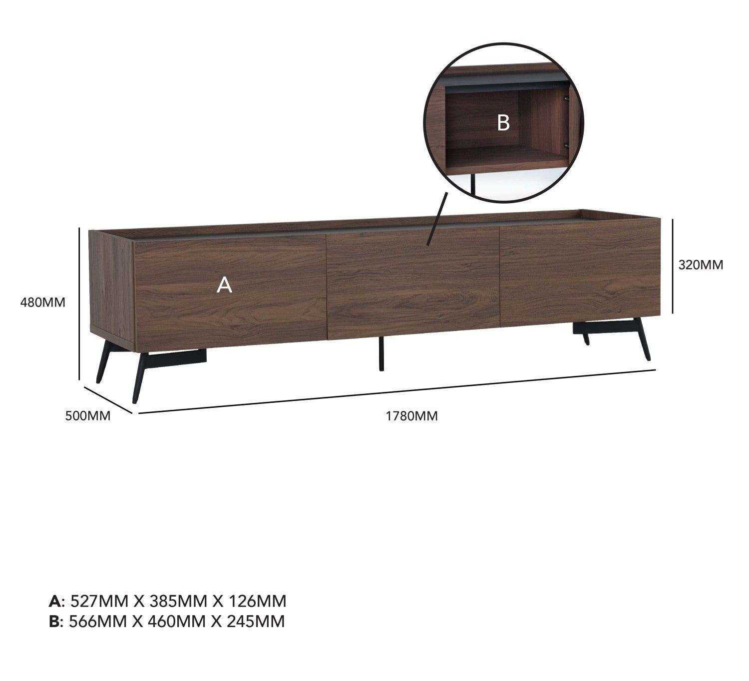 馬來西亞原裝進口實木傢俬 - NZ系列 - LEFTY 1.78米電視櫃