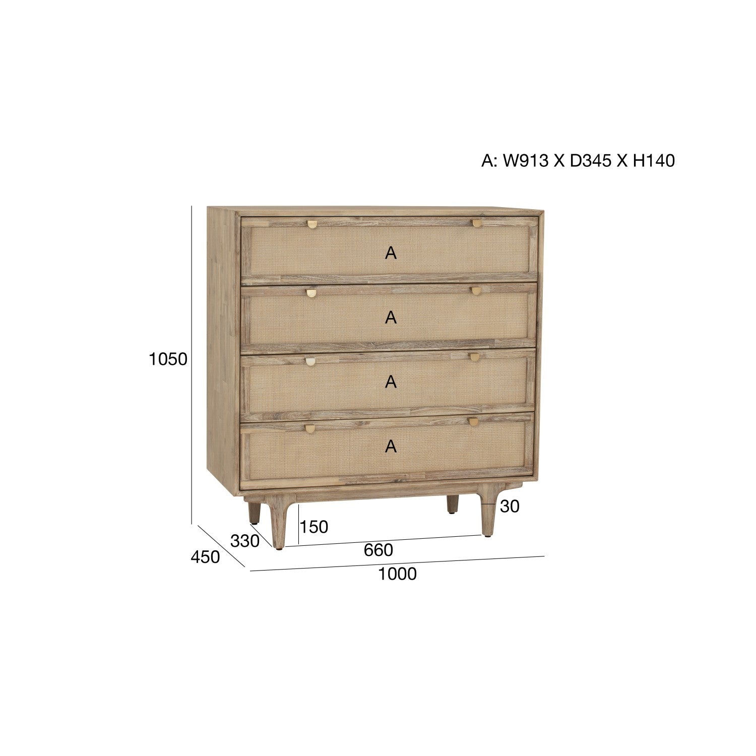 馬來西亞原裝進口實木傢俬 - F系列 - Barts巴特高身邊櫃