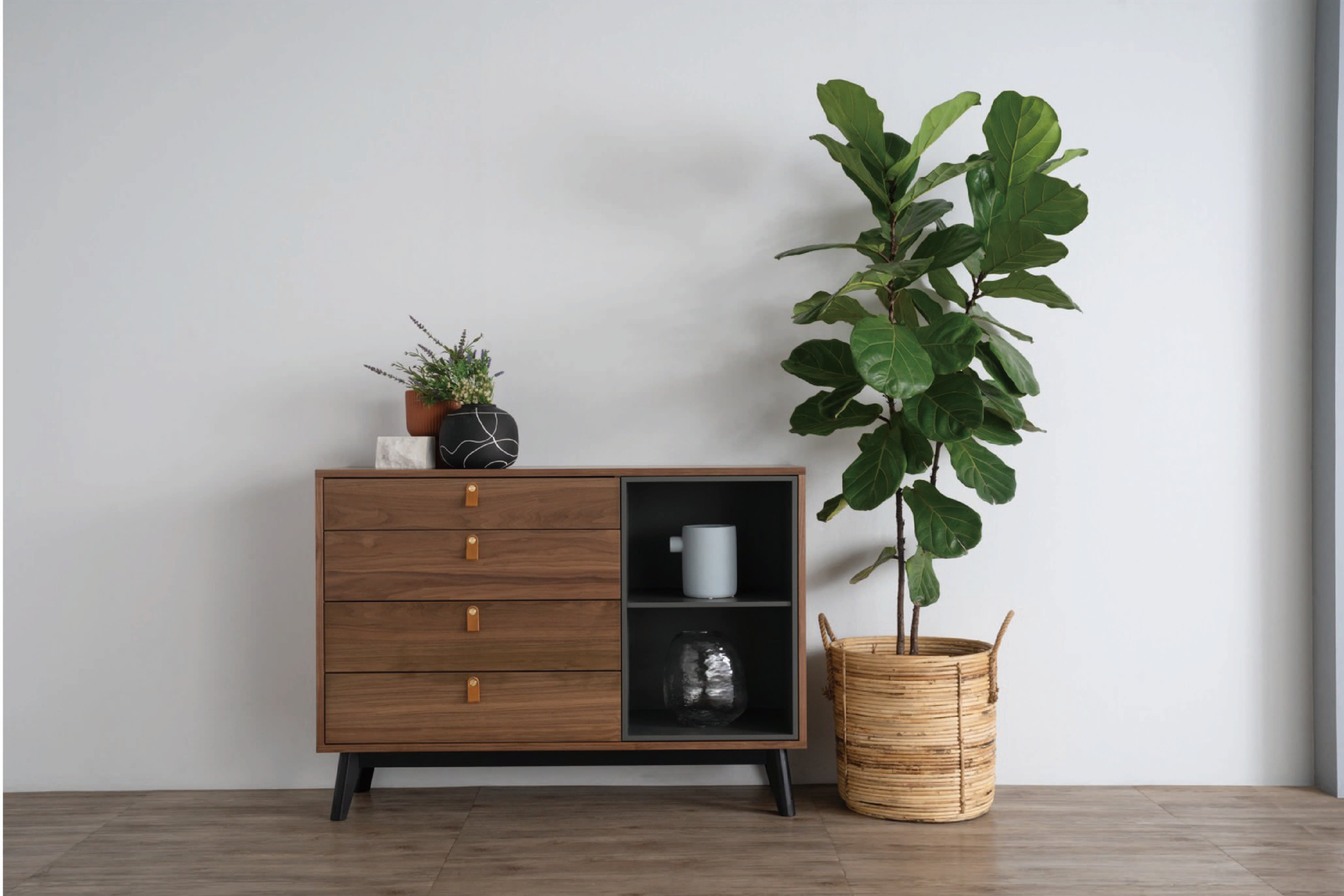 馬來西亞原裝進口實木傢俬 - LU系列 - CASTOR 1.25米儲物邊櫃