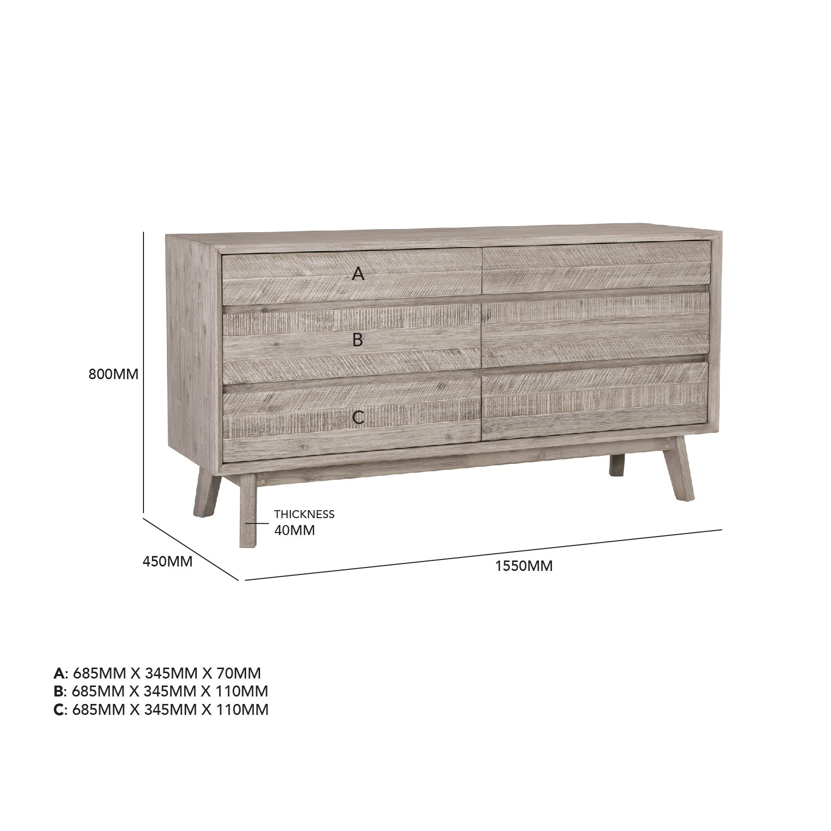 馬來西亞原裝進口實木傢俬 - F系列 - Millai米萊六門儲物組合側櫃