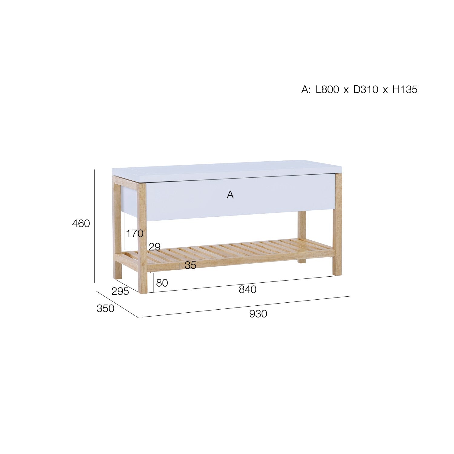 馬來西亞原裝進口實木傢俬 - LU系列 - GOVERT儲物長凳
