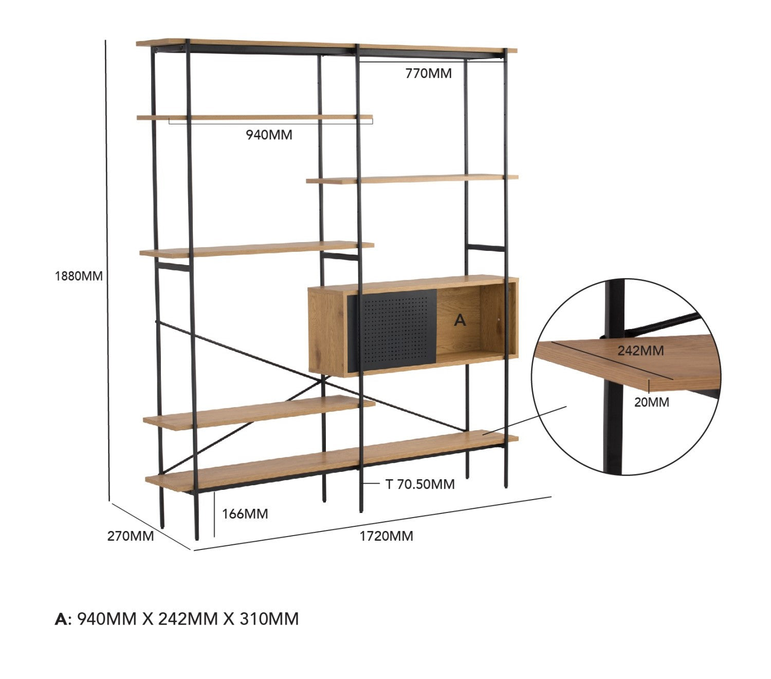 馬來西亞原裝進口實木傢俬 - LU系列 - KREMAN置物層架