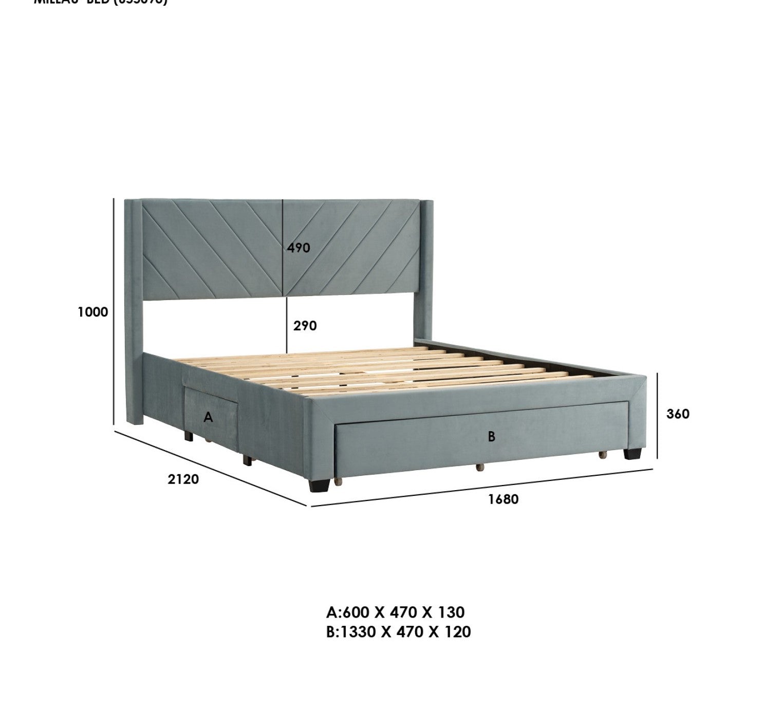 馬來西亞原裝進口實木傢俬 - NZ系列 - MILLAU雙人床架連抽屜 (Queen Size)