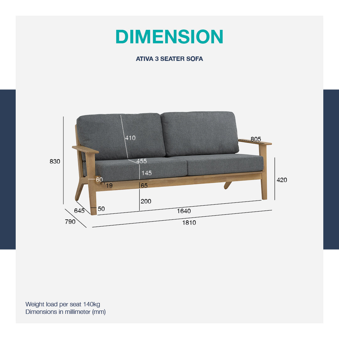 馬來西亞原裝進口實木傢俬 - LU系列 - ATIVA三座位梳化
