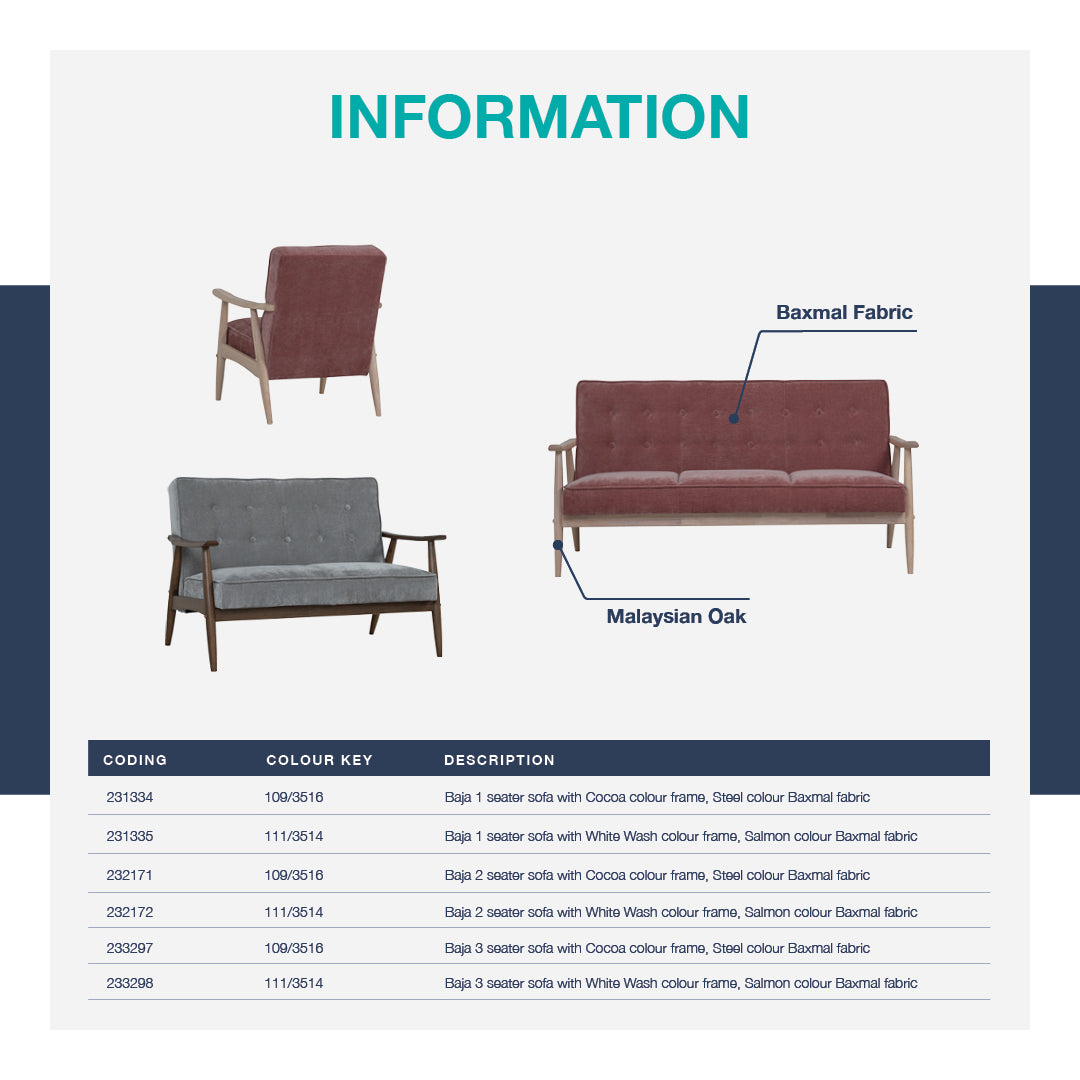 馬來西亞原裝進口實木傢俬 - LU系列 - BAJA三座位梳化
