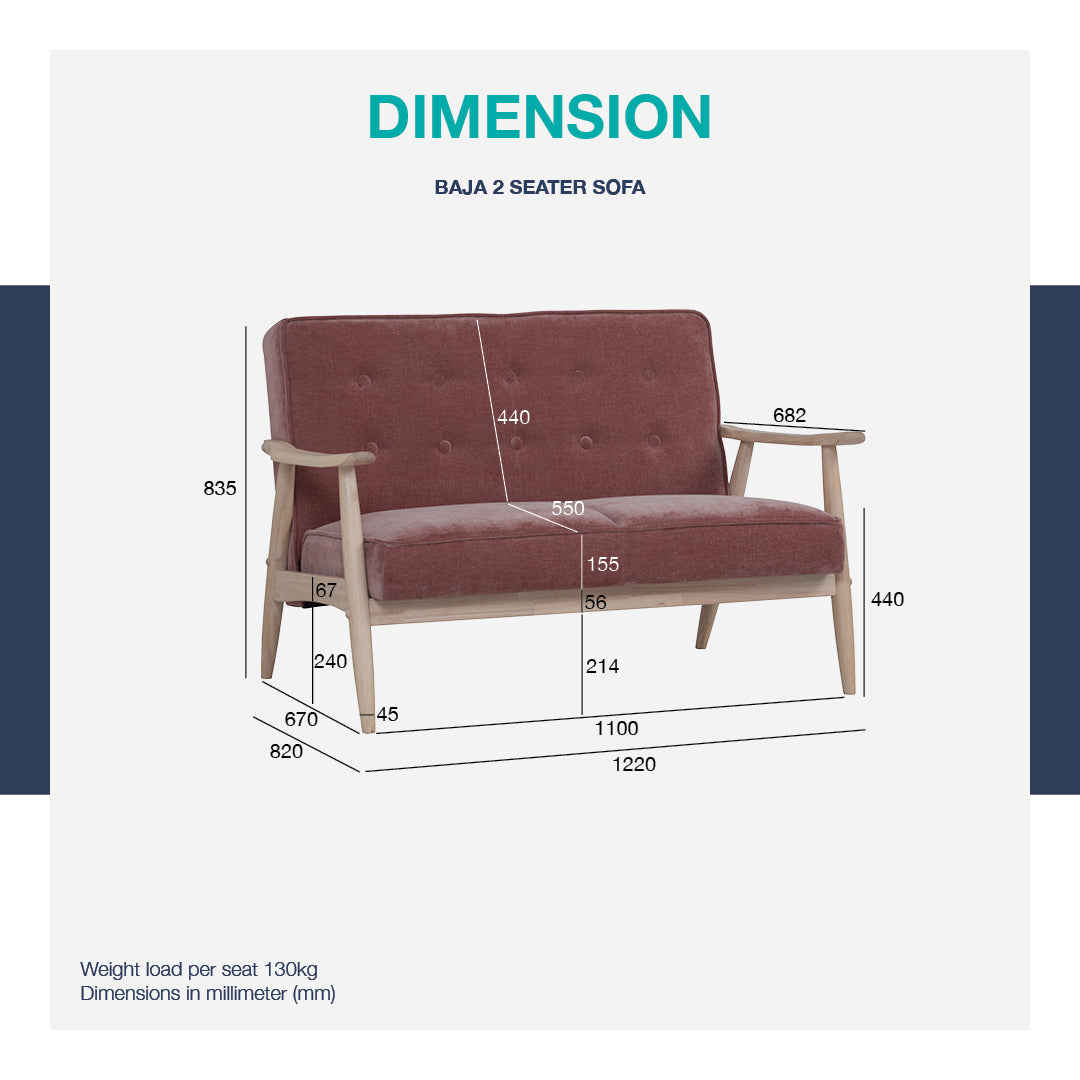 馬來西亞原裝進口實木傢俬 - LU系列 - BAJA雙座位梳化