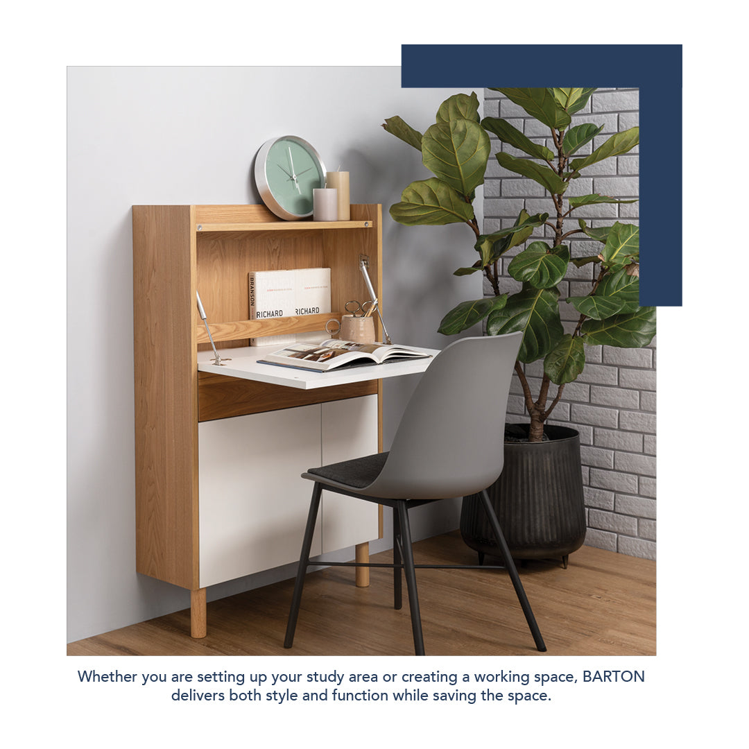 馬來西亞原裝進口實木傢俬 - LU系列 - BARTON 下拉式書桌連儲物櫃