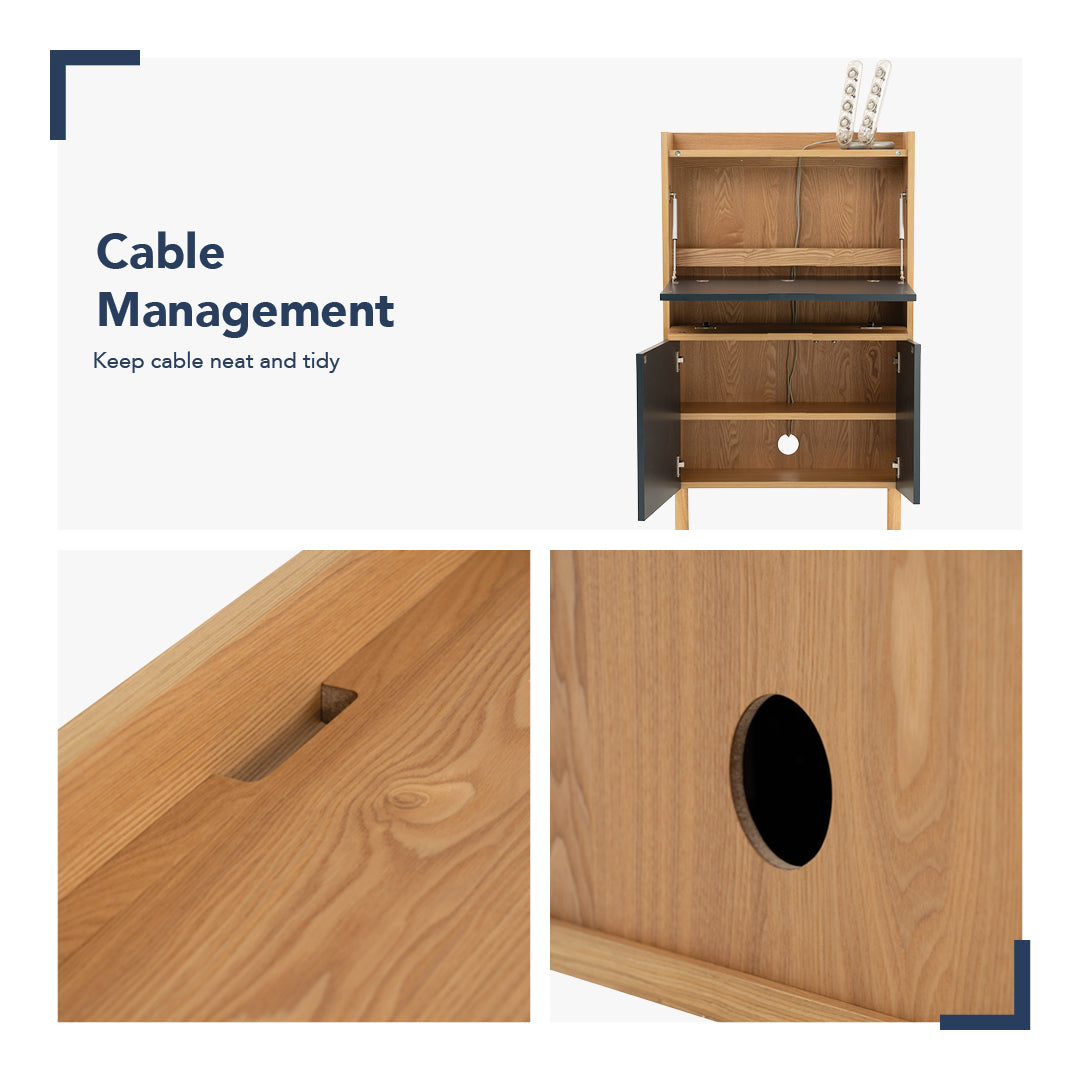 馬來西亞原裝進口實木傢俬 - LU系列 - BARTON 下拉式書桌連儲物櫃