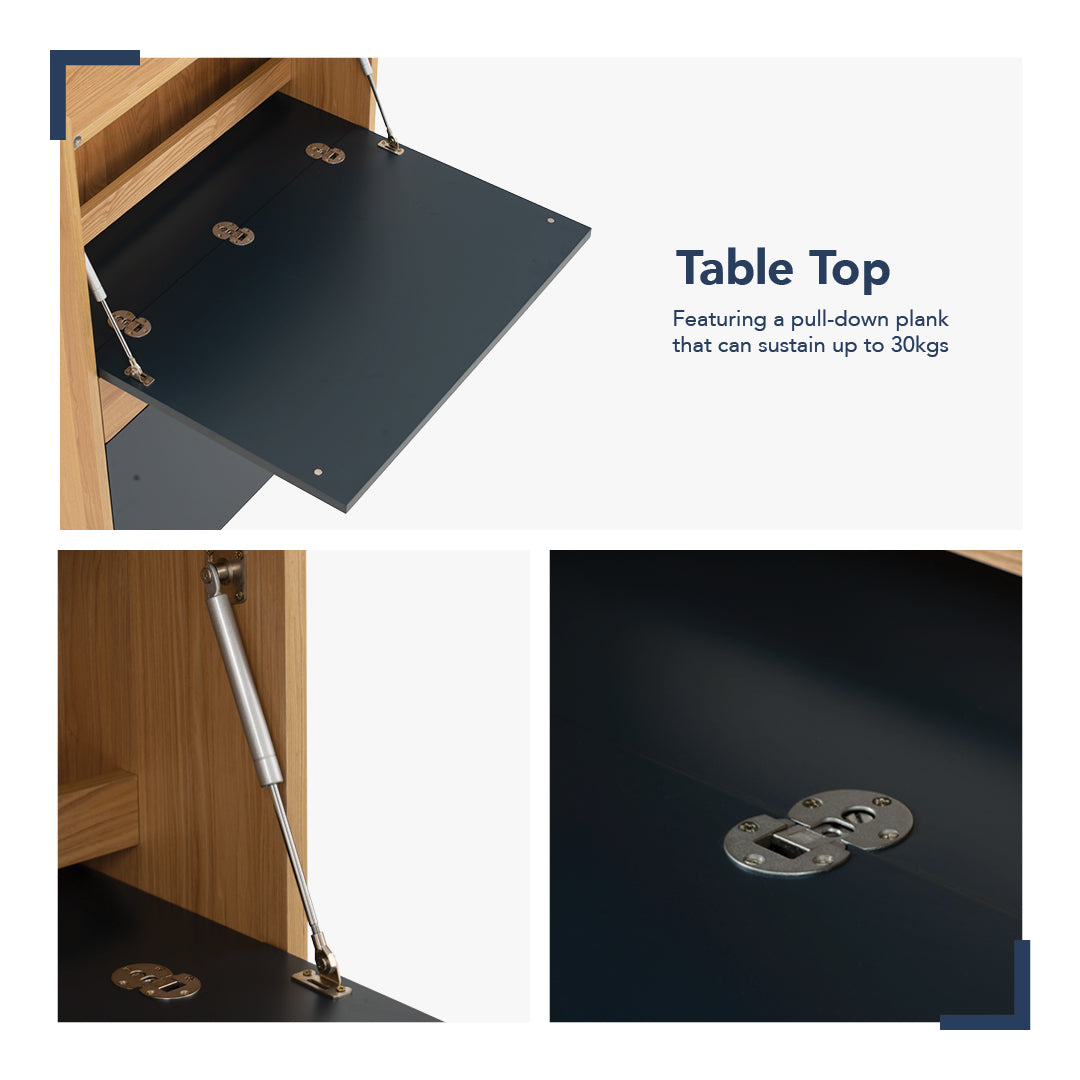 馬來西亞原裝進口實木傢俬 - LU系列 - BARTON 下拉式書桌連儲物櫃
