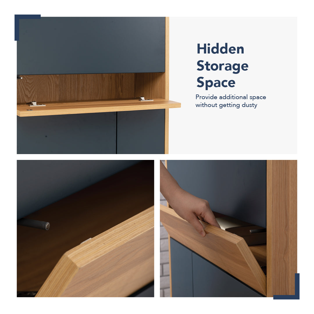 馬來西亞原裝進口實木傢俬 - LU系列 - BARTON 下拉式書桌連儲物櫃