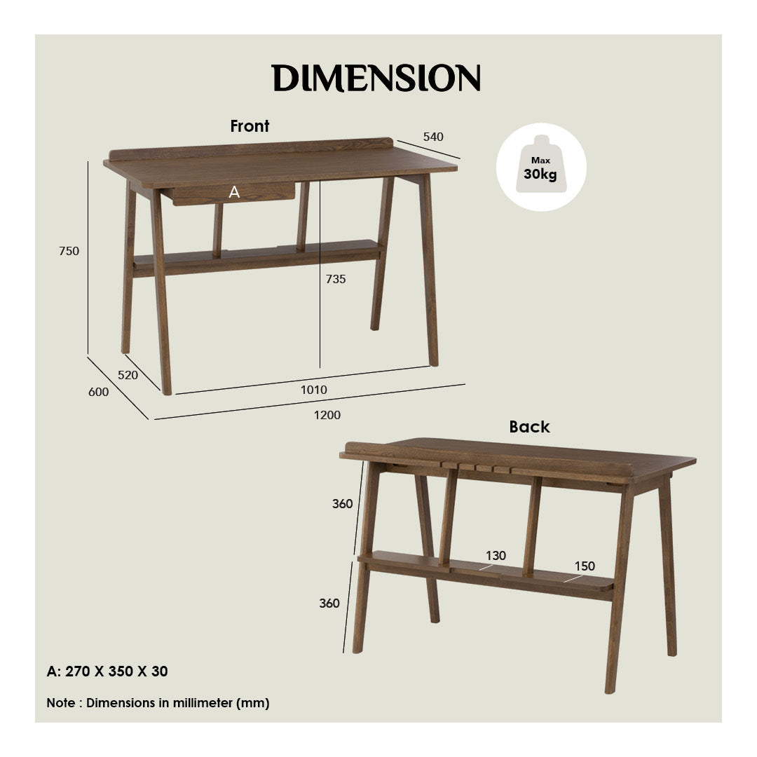 馬來西亞原裝進口實木傢俬 - NZ系列 - COLT工作書桌