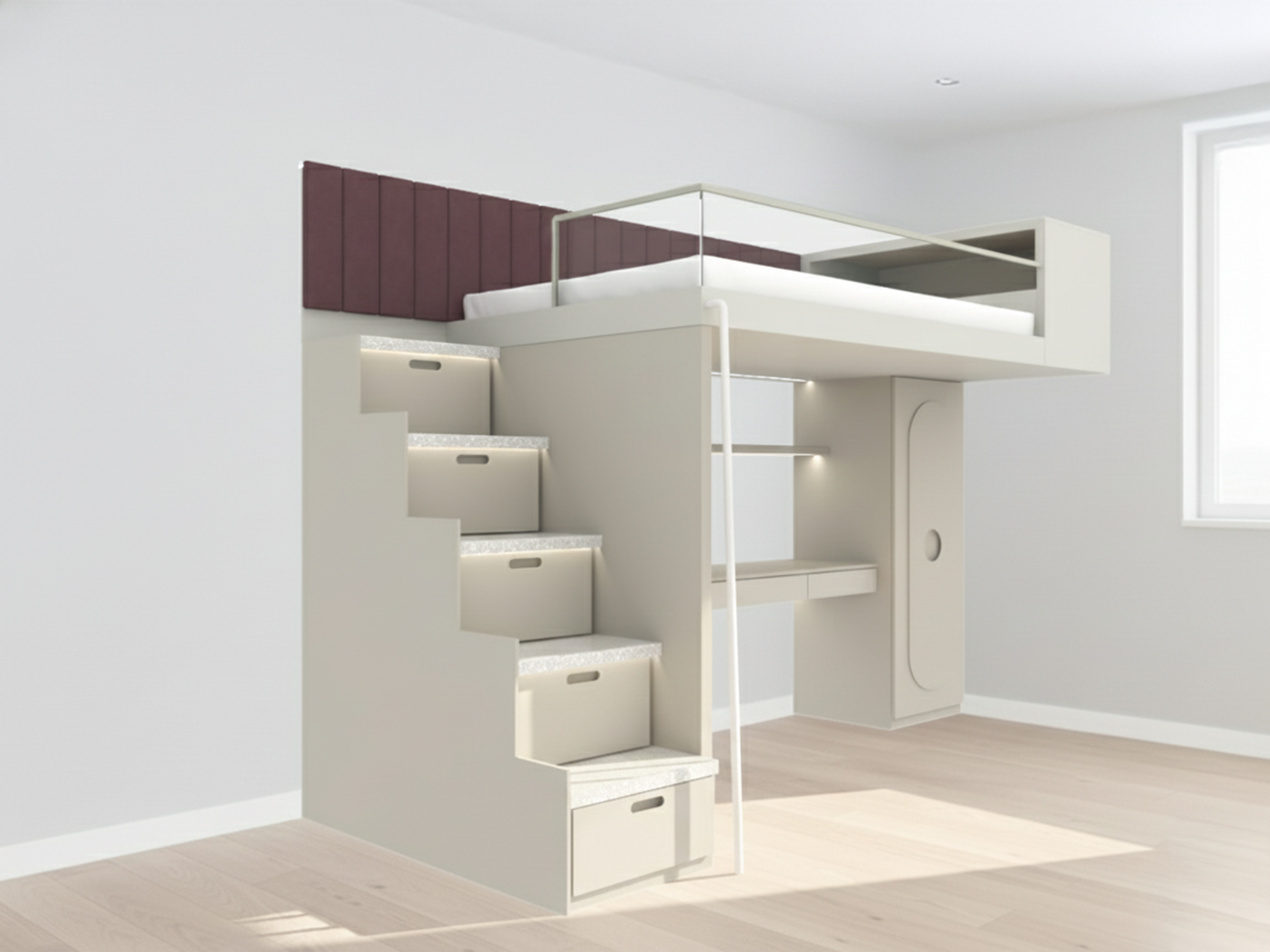 閣樓床連書桌儲物櫃