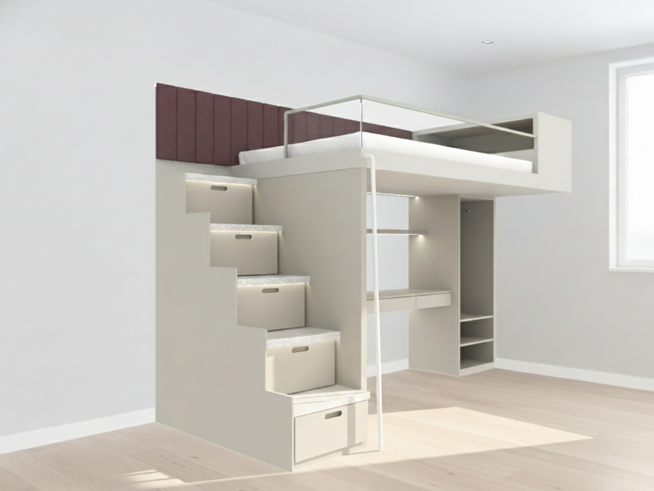 閣樓床連書桌儲物櫃