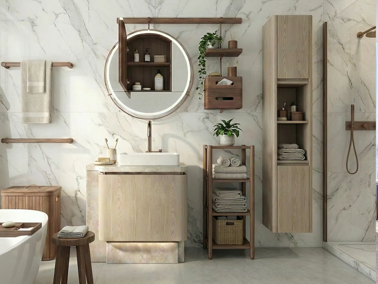 圓形LED浴室吊鏡櫃