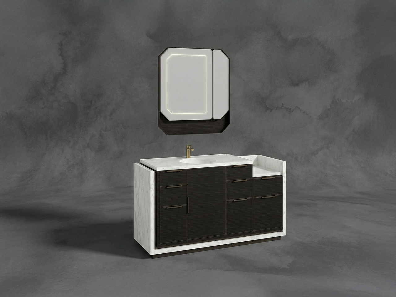 LuxeCorner奢黑浴室吊地櫃組合