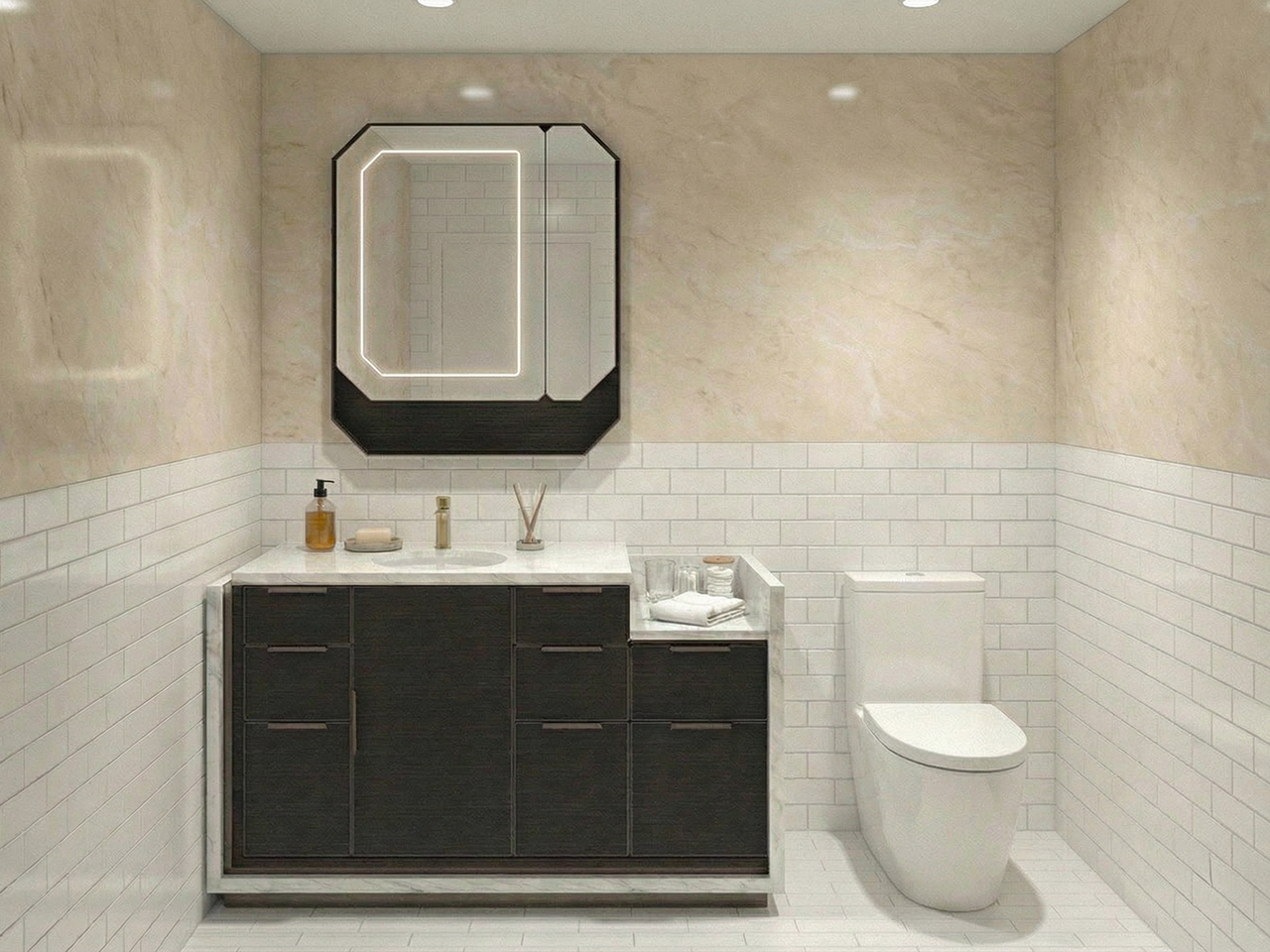 LuxeCorner奢黑浴室吊地櫃組合