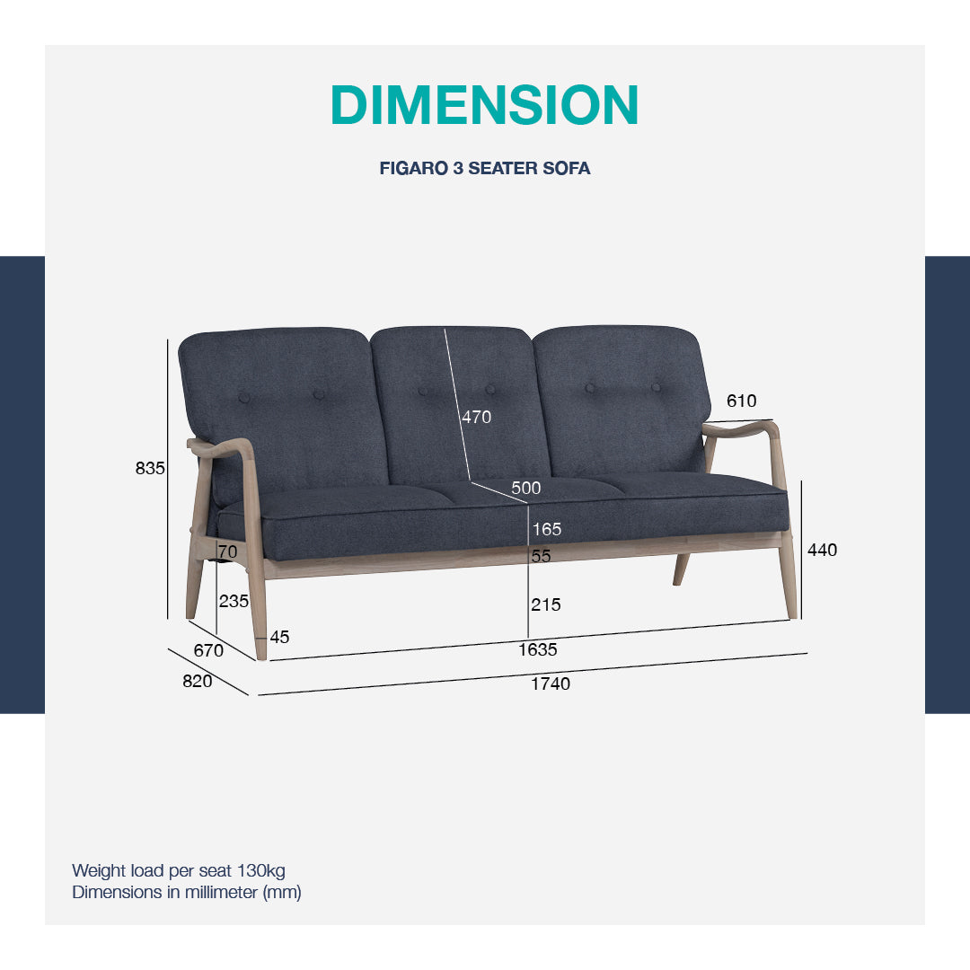 馬來西亞原裝進口實木傢俬 - LU系列 - FIGARO三座位梳化