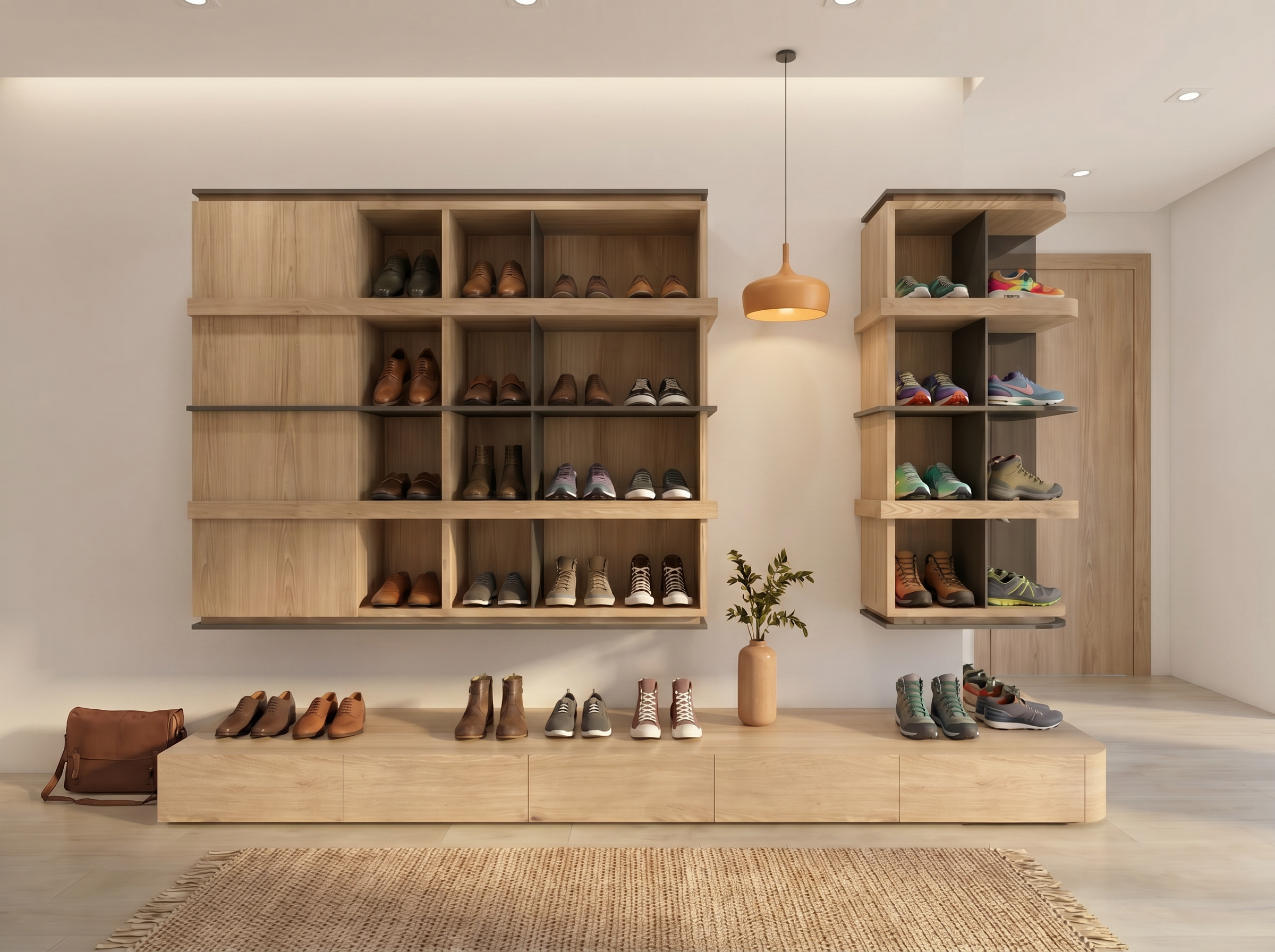 牆身玄關儲物櫃連鞋櫃
