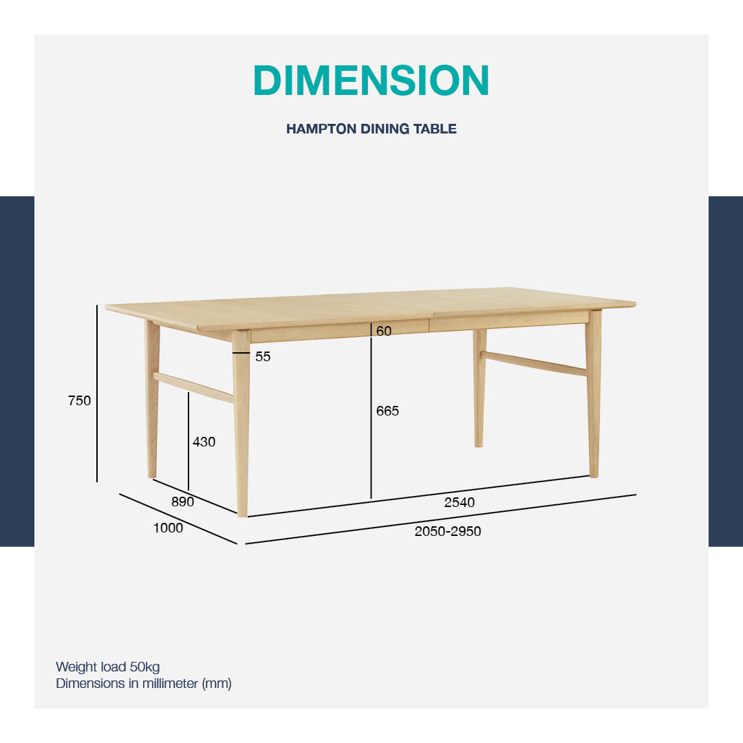 馬來西亞原裝進口實木傢俬 - LU系列 - HAMPTON 延伸餐桌