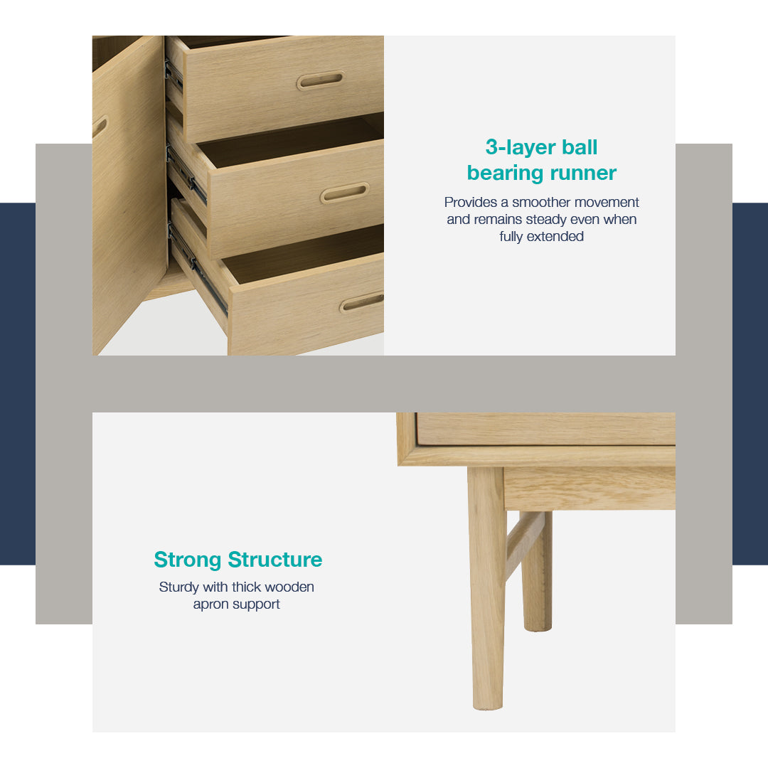 馬來西亞原裝進口實木傢俬 - LU系列 - HAMPTON 1.6米儲物邊櫃