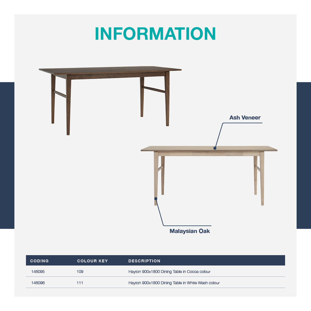 馬來西亞原裝進口實木傢俬 - LU系列 - HAYTON餐桌