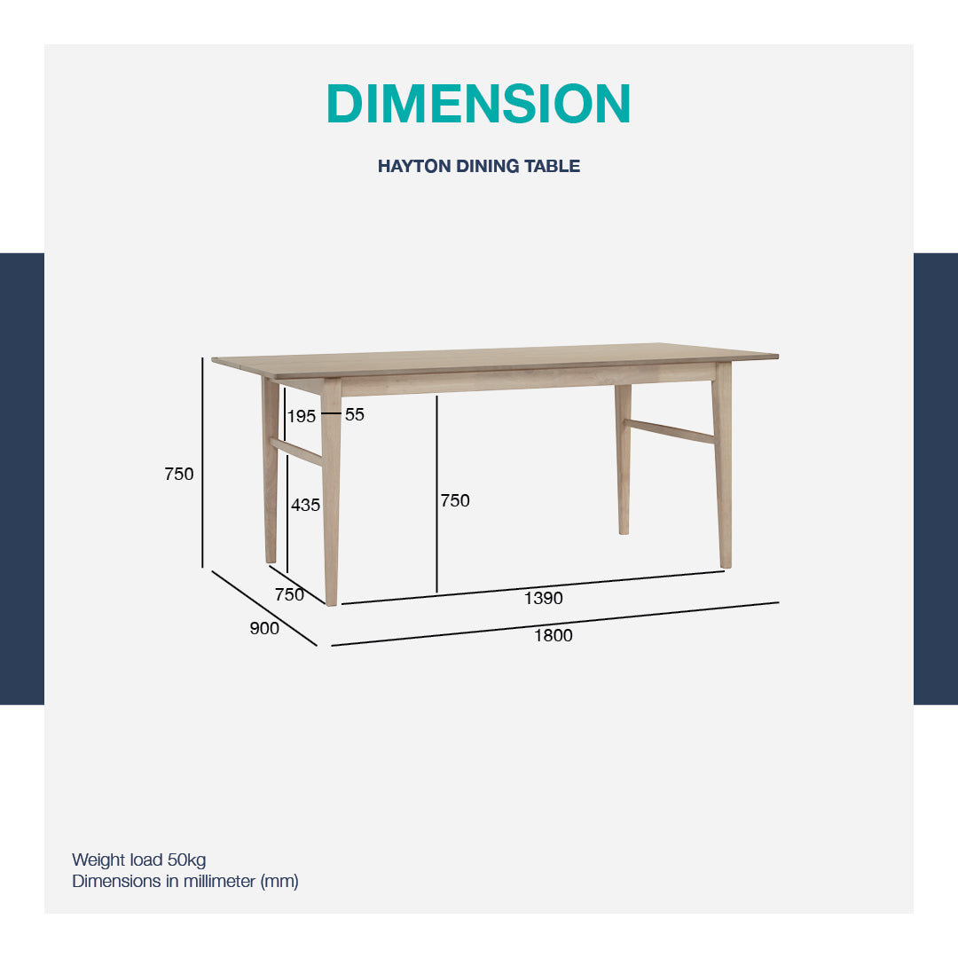 馬來西亞原裝進口實木傢俬 - LU系列 - HAYTON餐桌