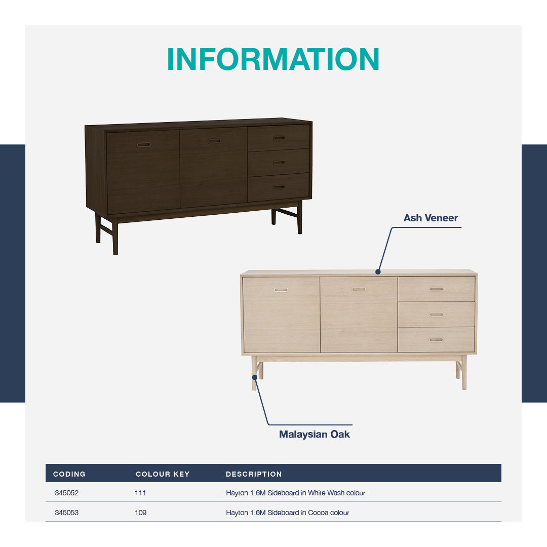 馬來西亞原裝進口實木傢俬 - LU系列 - HAYTON 1.6米儲物邊櫃