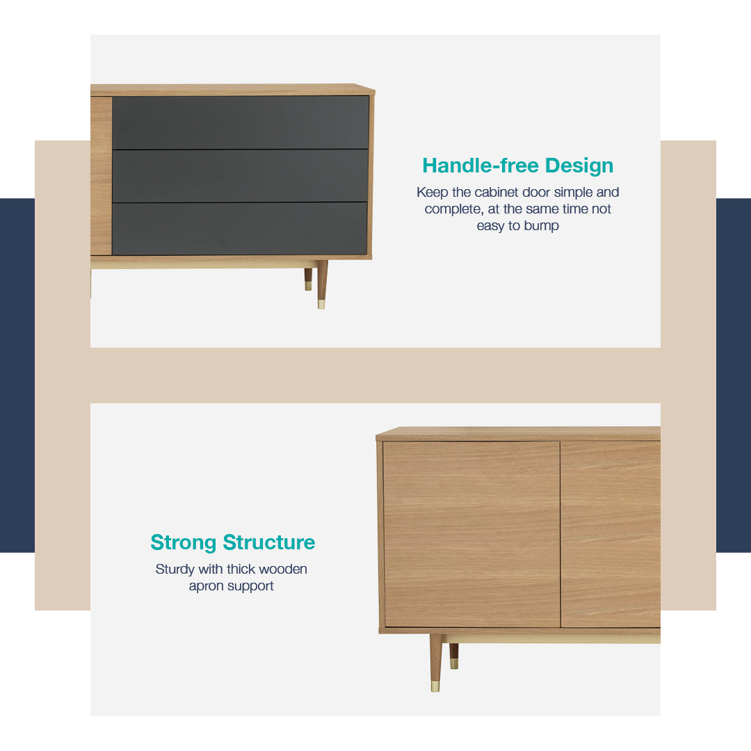 馬來西亞原裝進口實木傢俬 - LU系列 -  HOUSTON 2米儲物邊櫃