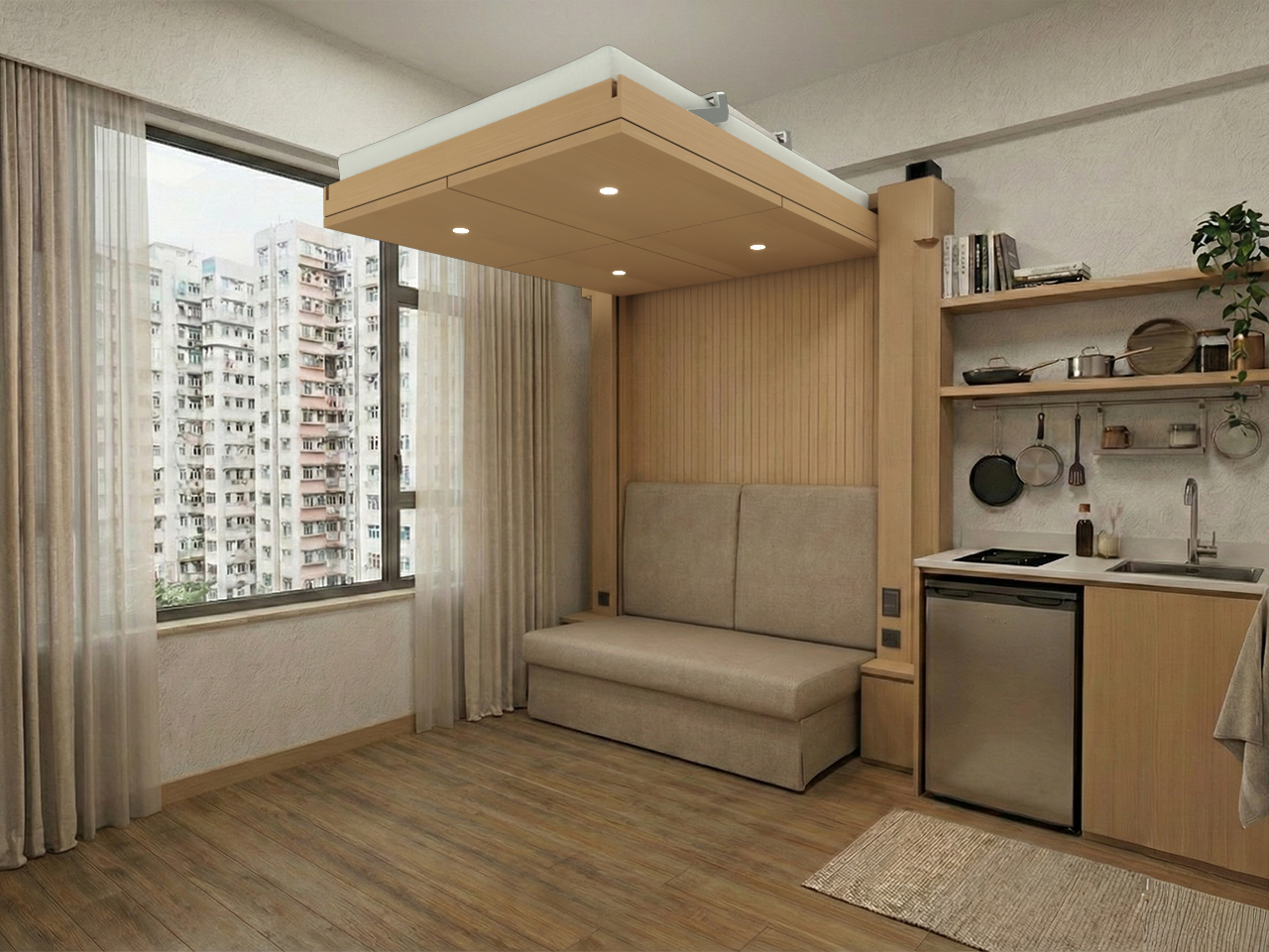 智能升降懸浮床連梳化