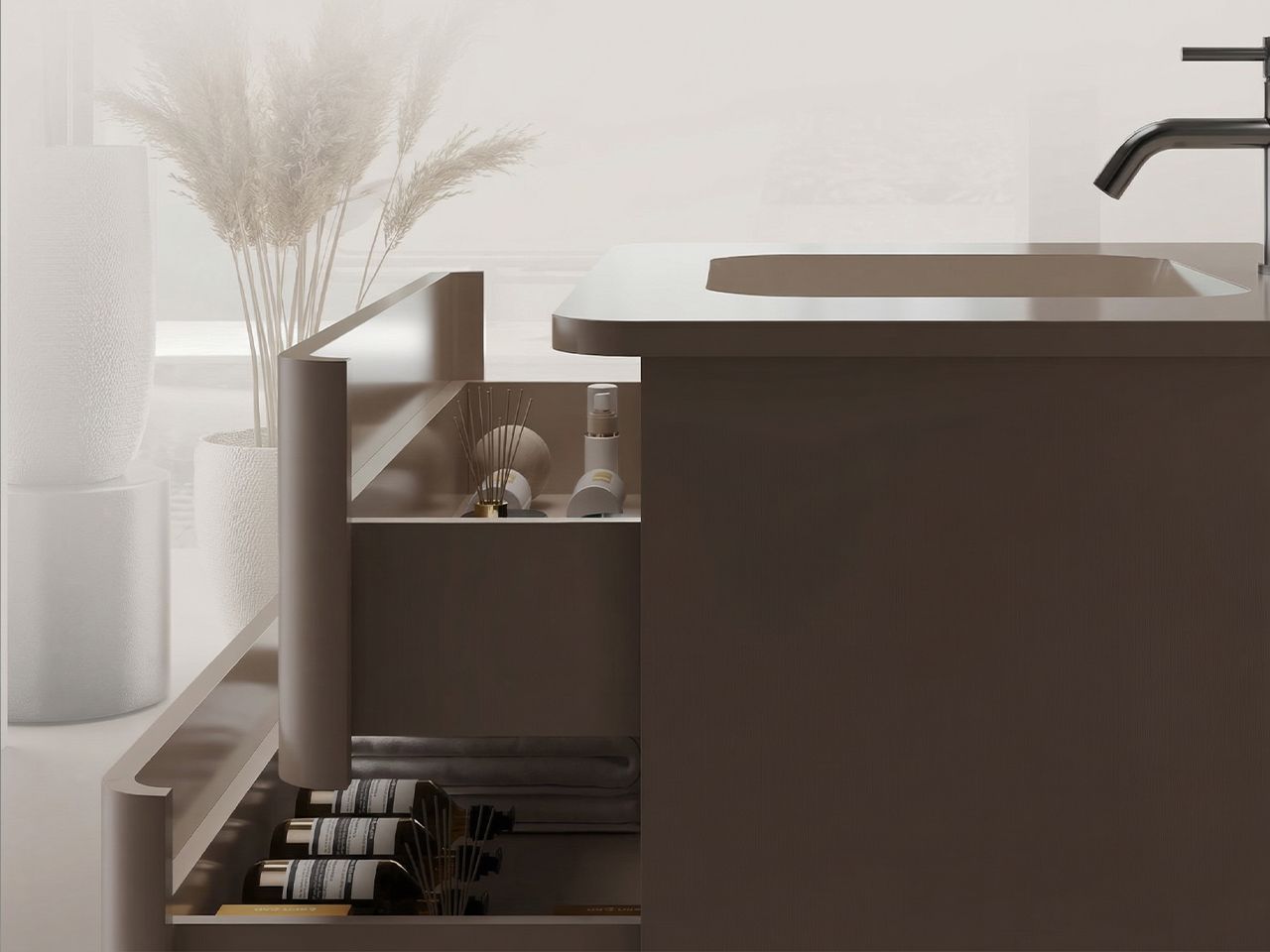 懸浮雙抽鏡櫃組合