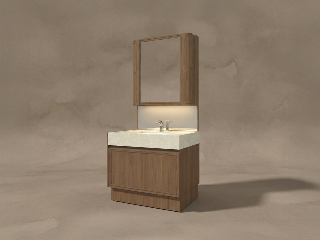 LuxeCorner木紋單盆洗手盤櫃