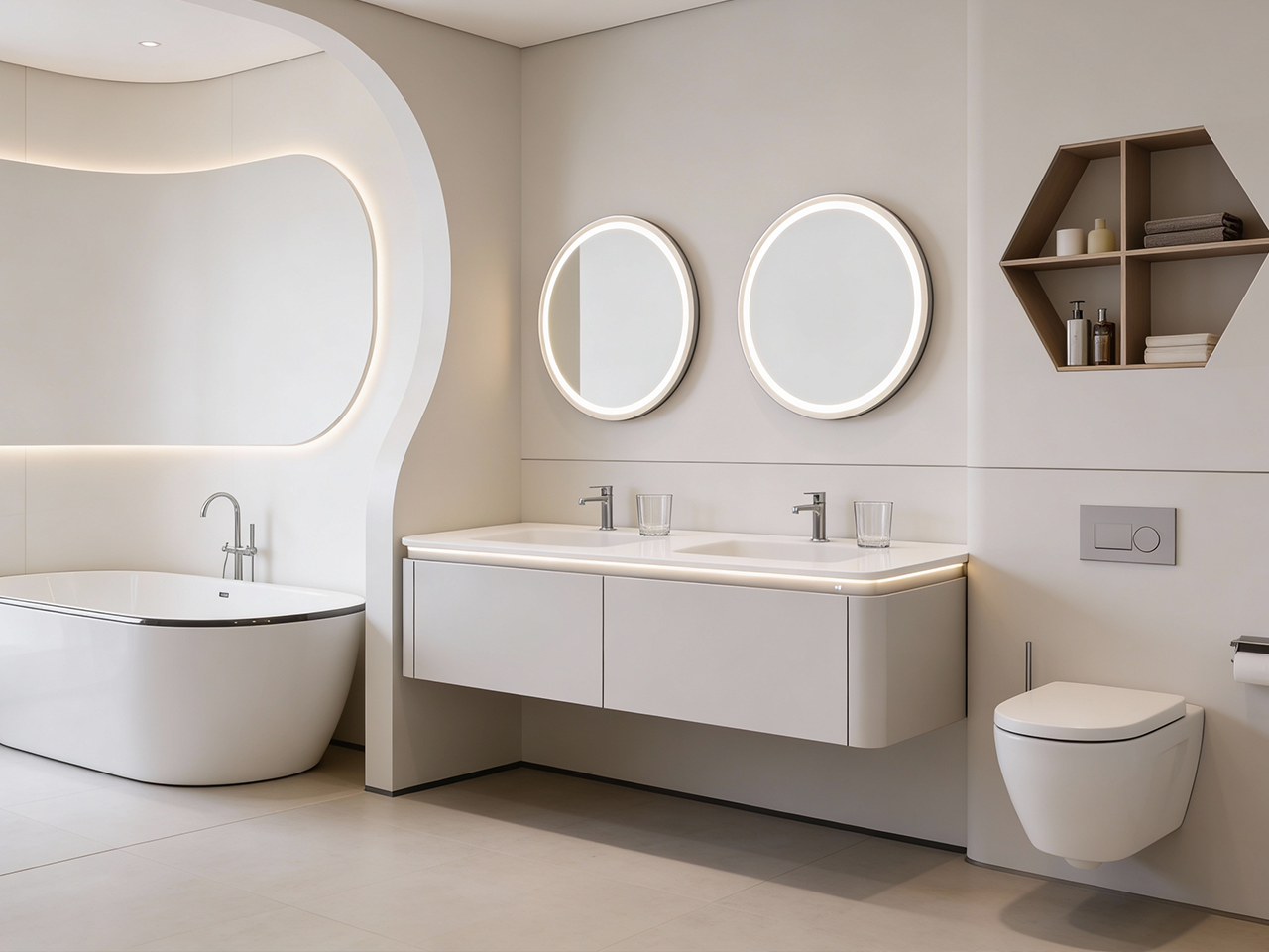 雙洗手盆連鏡組合