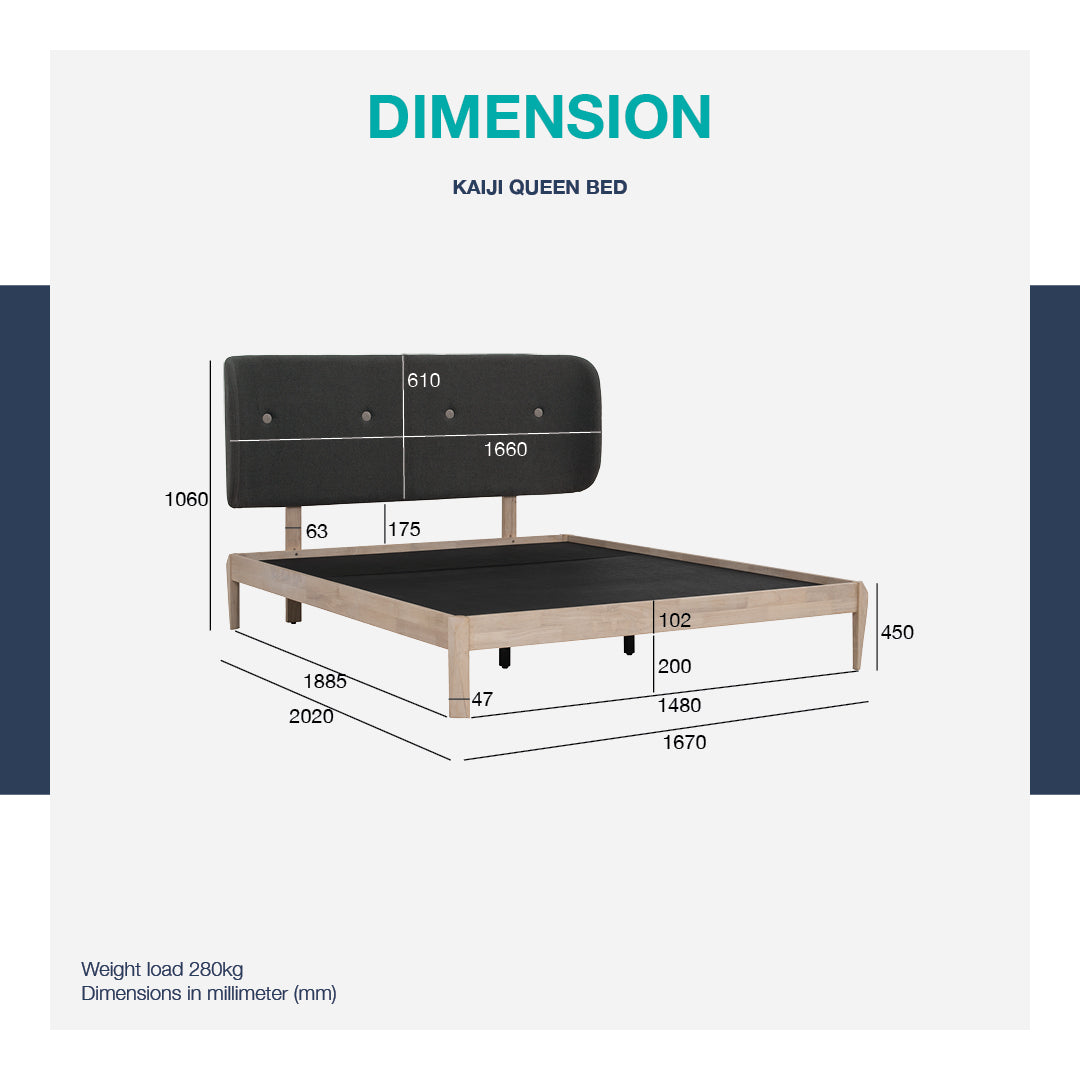 馬來西亞原裝進口實木傢俬 - LU系列 - KAIJI雙人床架 (Queen Size)