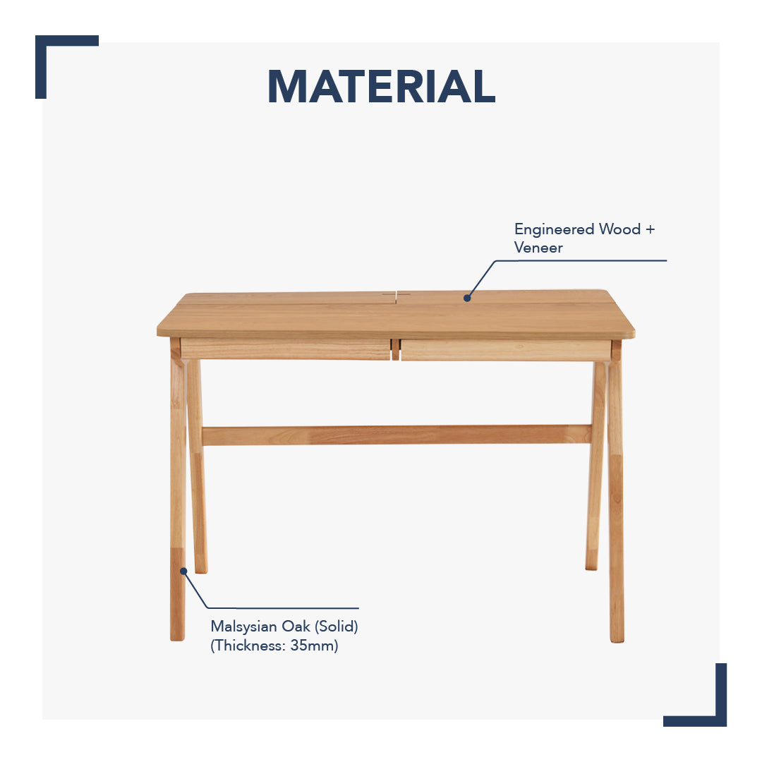 馬來西亞原裝進口實木傢俬 - LU系列 - KEIR書桌
