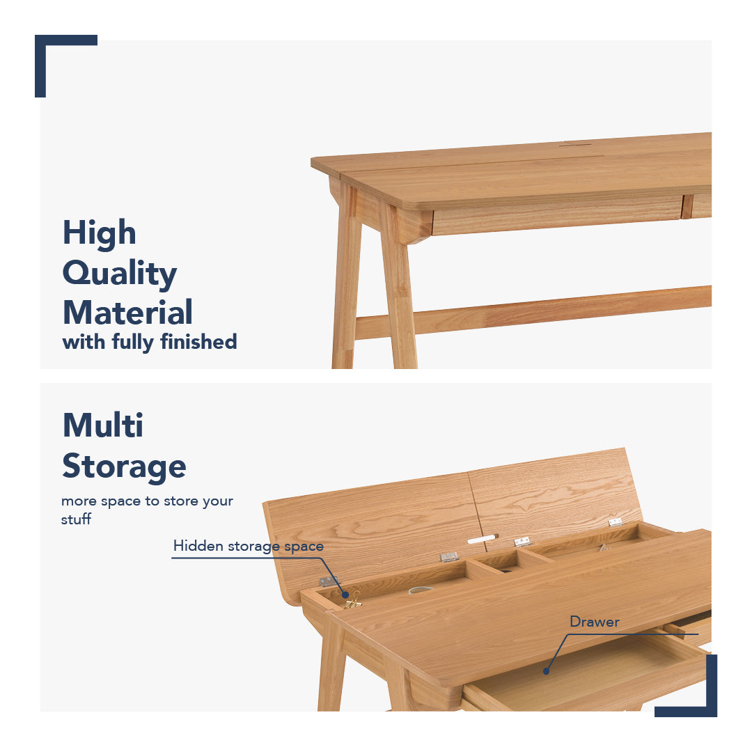 馬來西亞原裝進口實木傢俬 - LU系列 - KEIR書桌