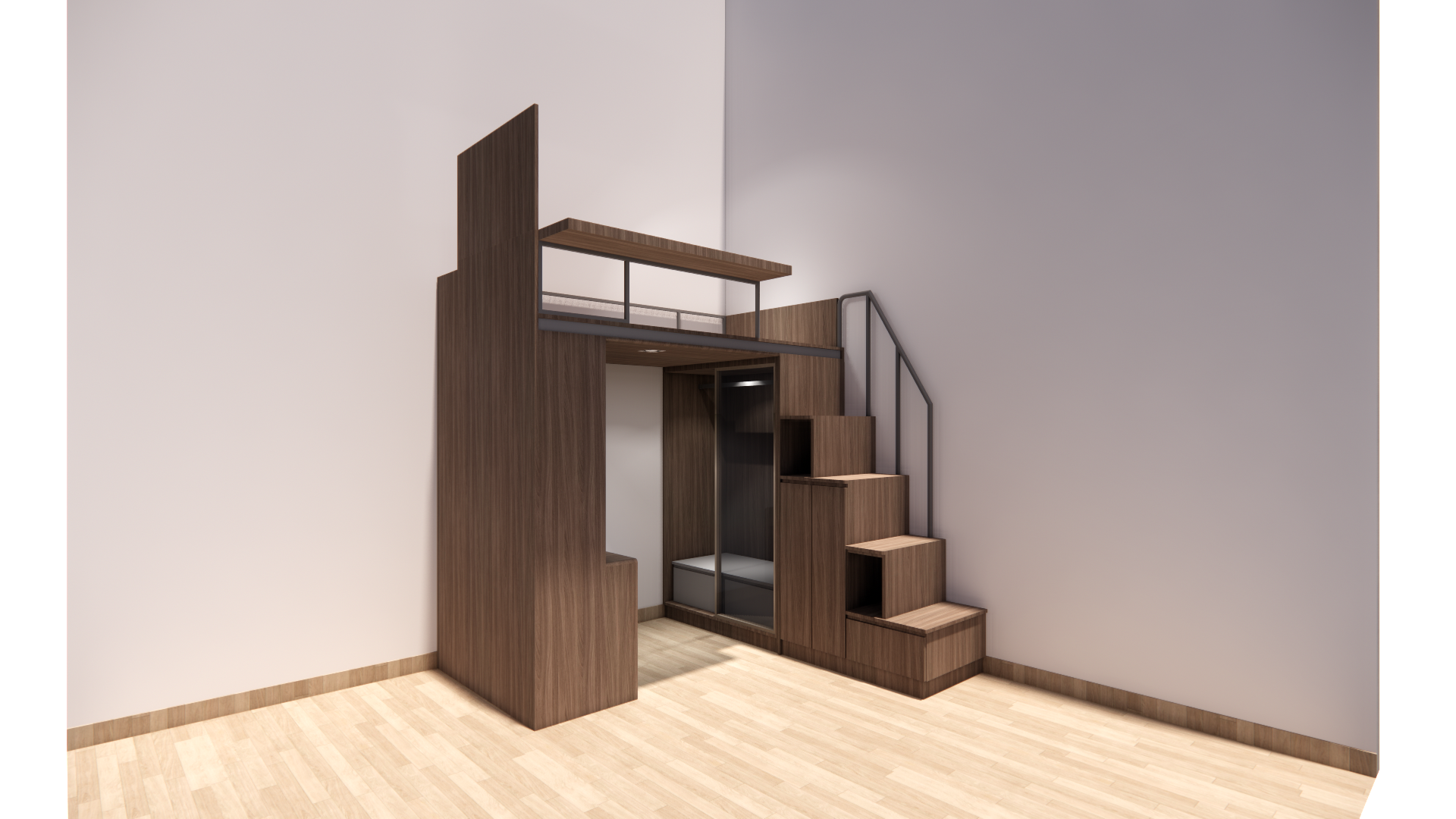 閣樓床連衣櫃及工作枱