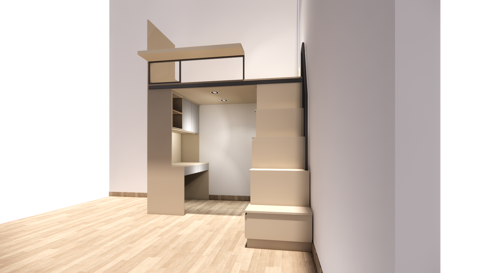 閣樓床連衣櫃及工作枱