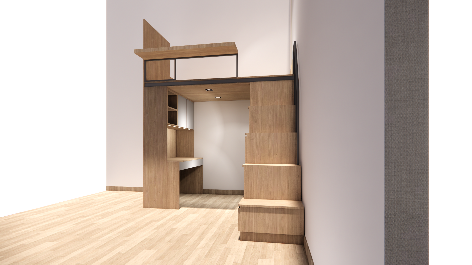 閣樓床連衣櫃及工作枱