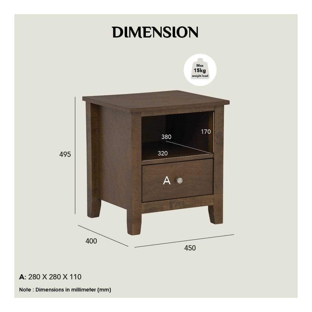 馬來西亞原裝進口實木傢俬 - NZ系列 - LAIDE床頭櫃