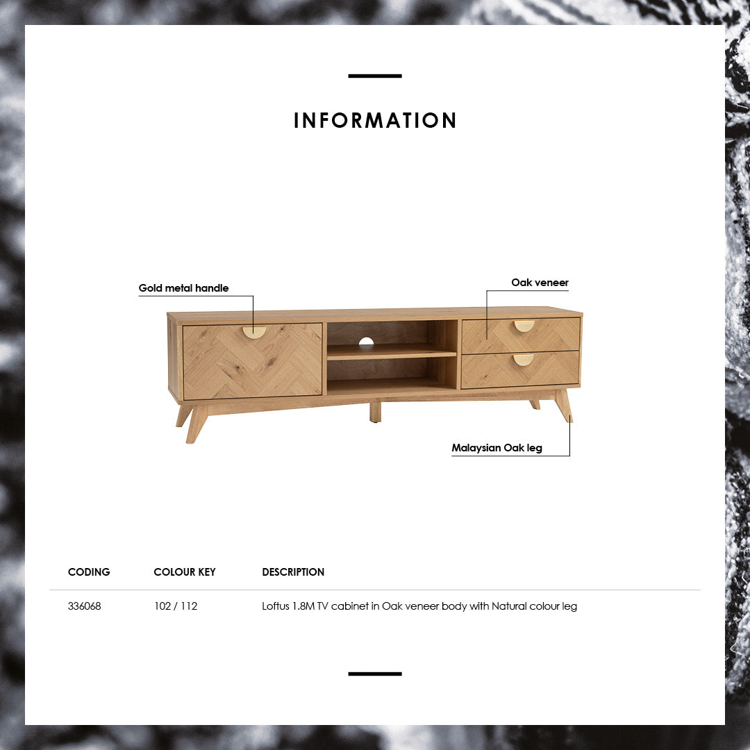馬來西亞原裝進口實木傢俬 - NC系列 - LOFTUS 1.8米電視櫃