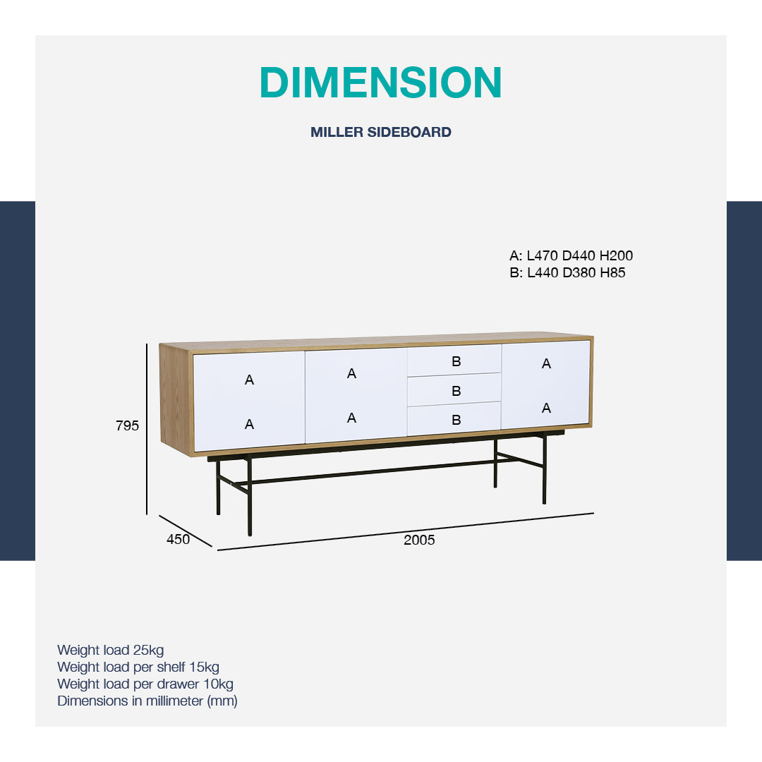 馬來西亞原裝進口實木傢俬 - LU系列 - MILLER 儲物邊櫃