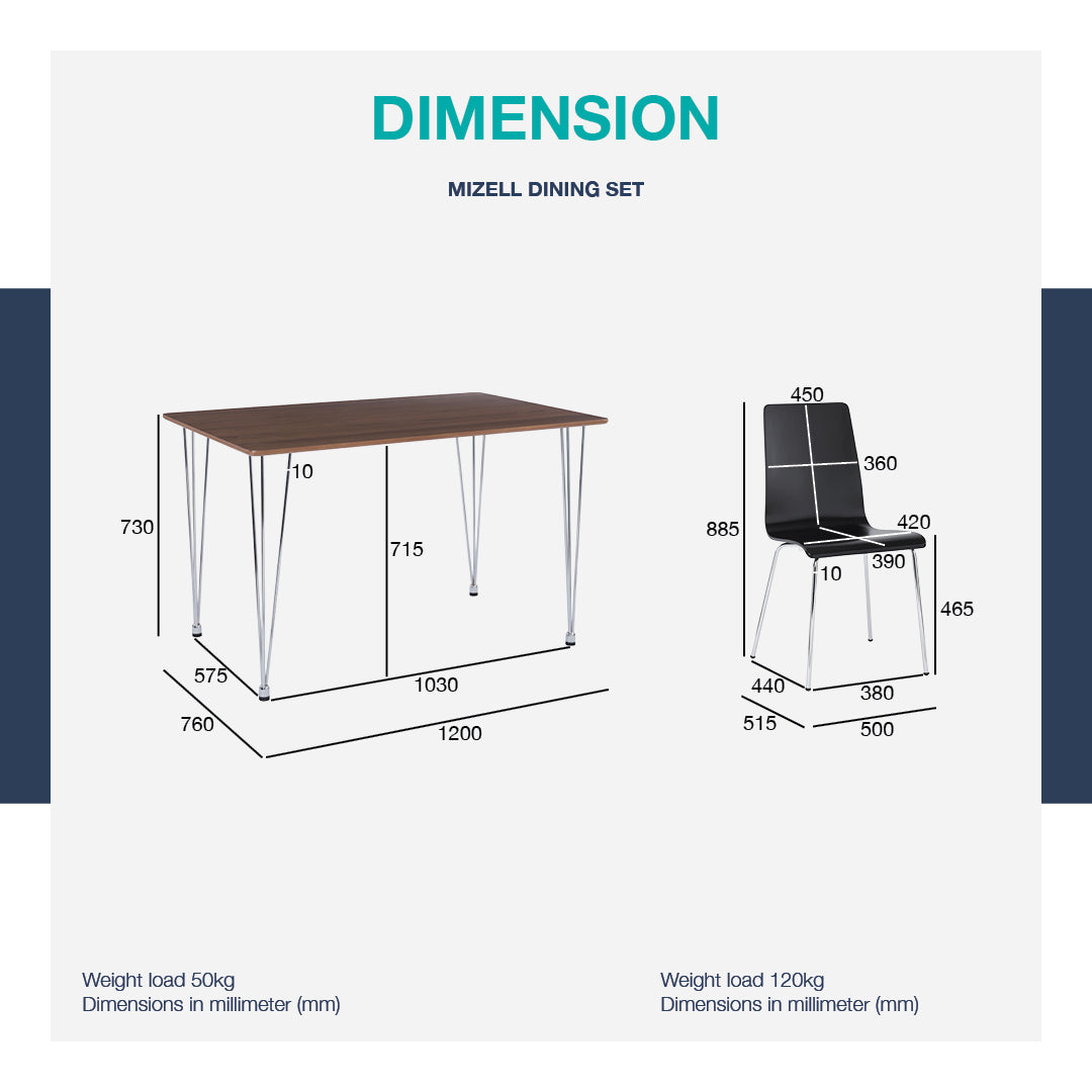 馬來西亞原裝進口實木傢俬 - LU系列 - MIZELL餐桌組合 (1+4)